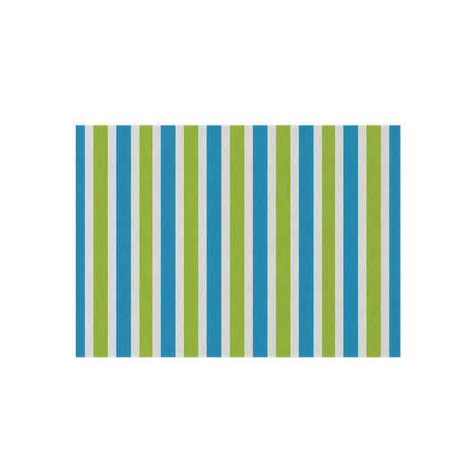 Blue Green Striped Outdoor/Indoor Rug | Patio Mat, Porch Deck Floor Covering