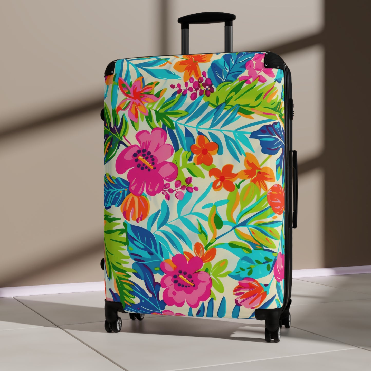 Vibrant Floral Suitcase - Travel Bag for Adventurers, Luggage for Beach Vacations, Summer Getaways, Gift for Travelers, Unique Carry-On - LOLA VEGAS ART