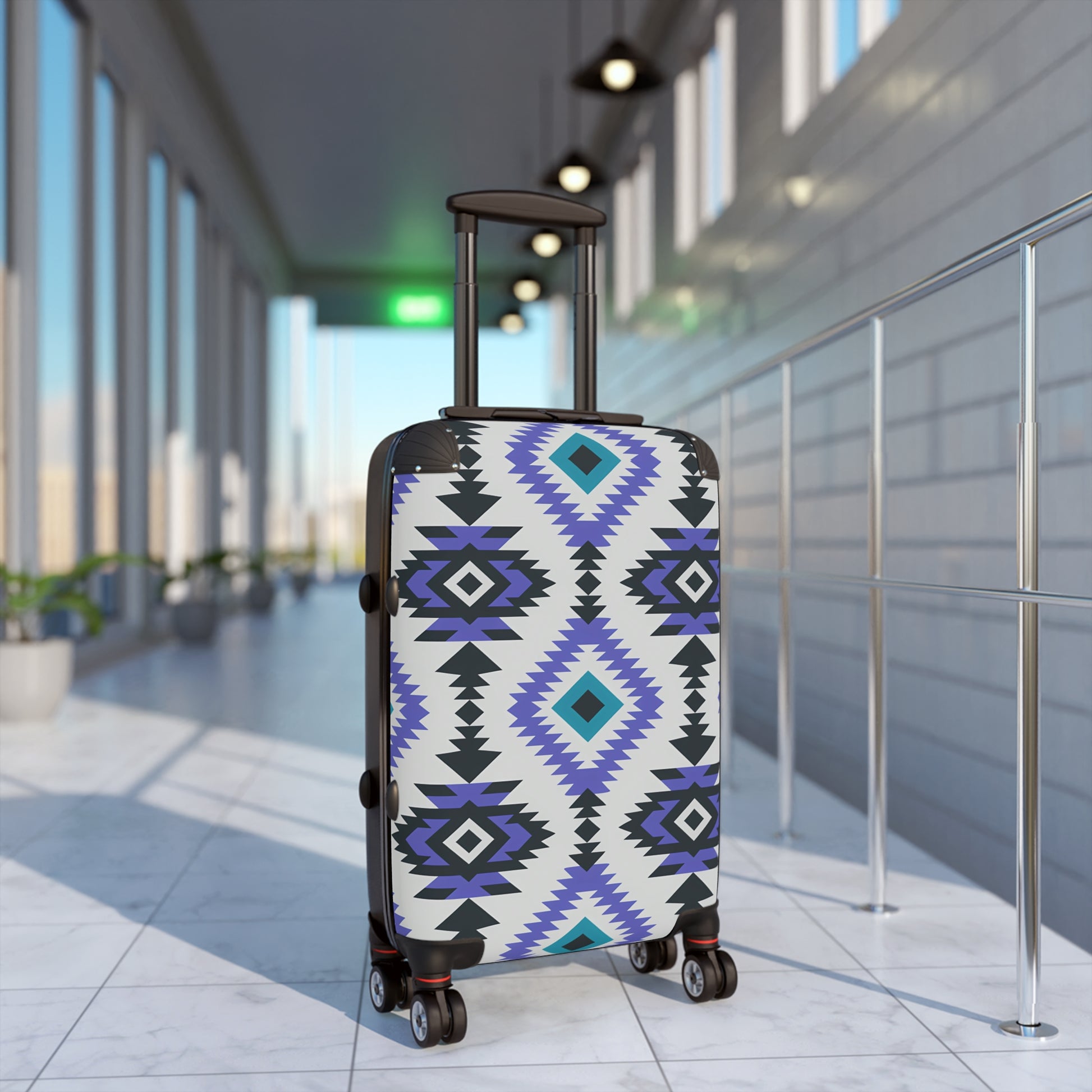 Trendy Geometric Suitcase - Stylish Luggage, Travel Bag, Vacation Essentials, Unique Design, Gift for Travelers, Southwestern Luggage - LOLA VEGAS ART