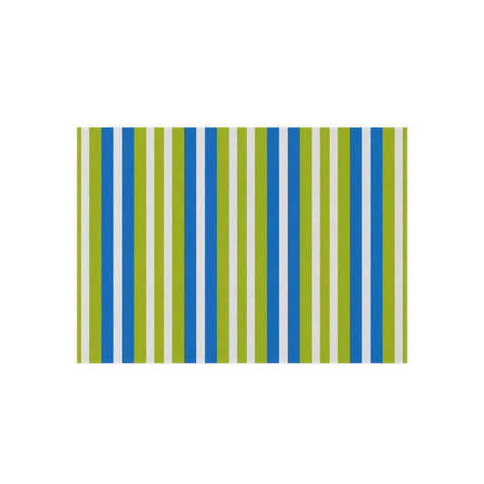 Blue Green White Striped Outdoor/Indoor Rug | Patio Mat, Weatherproof Poolside Runner