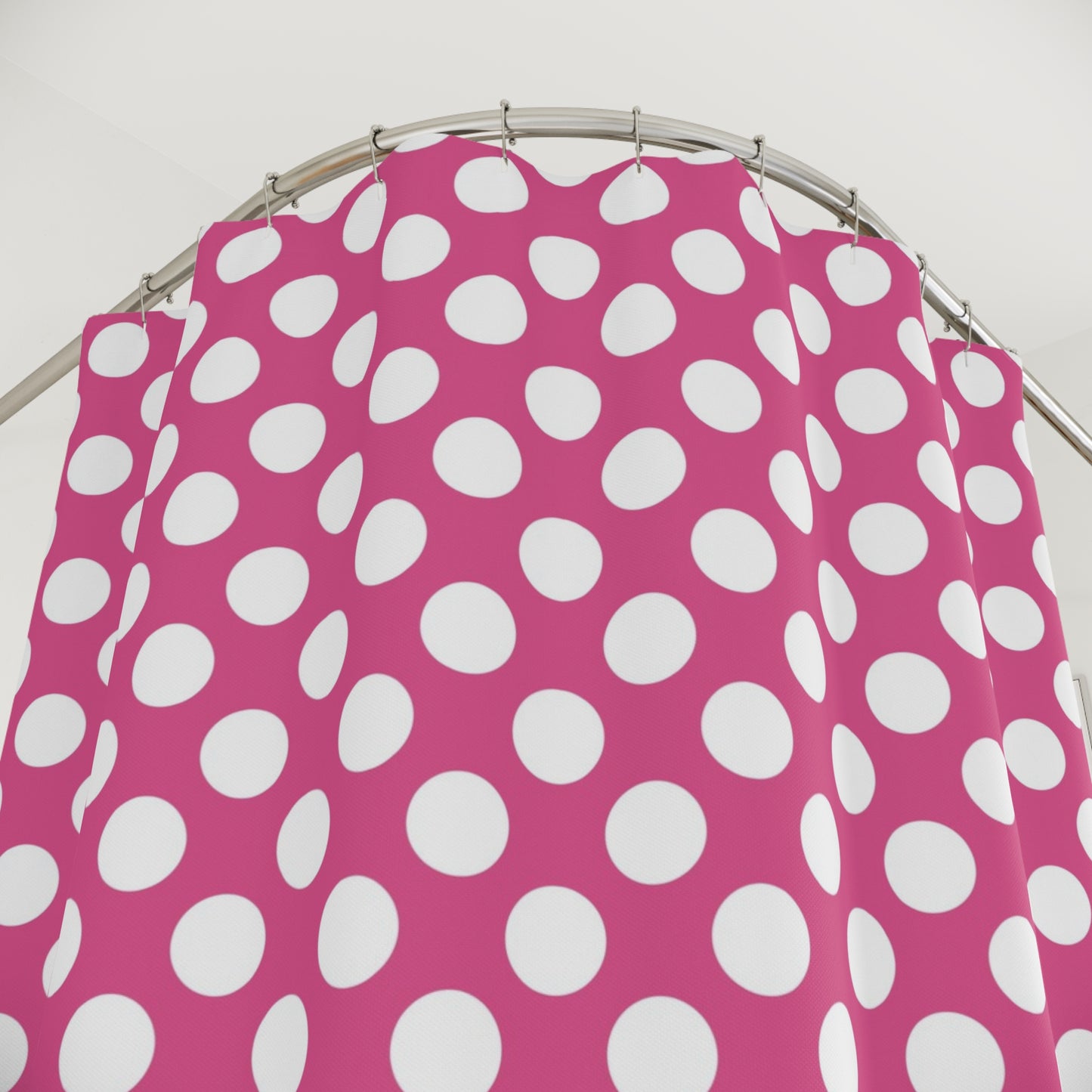 Fun Pink and White Polka Dot Shower Curtain, Vibrant Bathroom Decor, Polka Dot Gifts, Modern Home Accent, Kids Bathroom - LOLA VEGAS ART