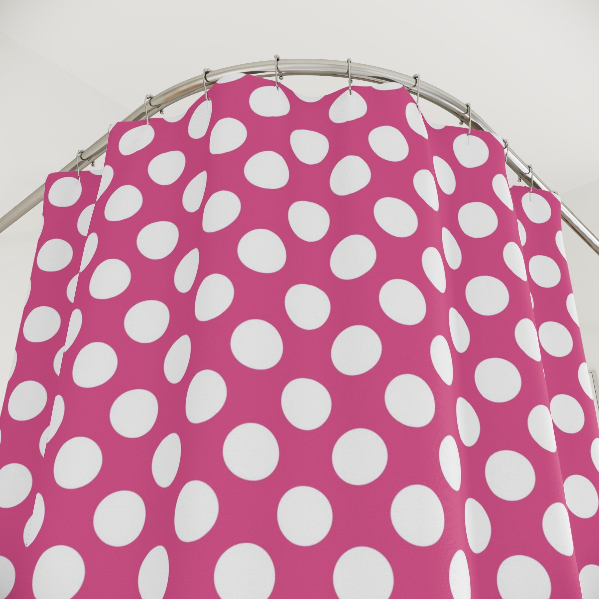 Fun Pink and White Polka Dot Shower Curtain, Vibrant Bathroom Decor, Polka Dot Gifts, Modern Home Accent, Kids Bathroom - LOLA VEGAS ART