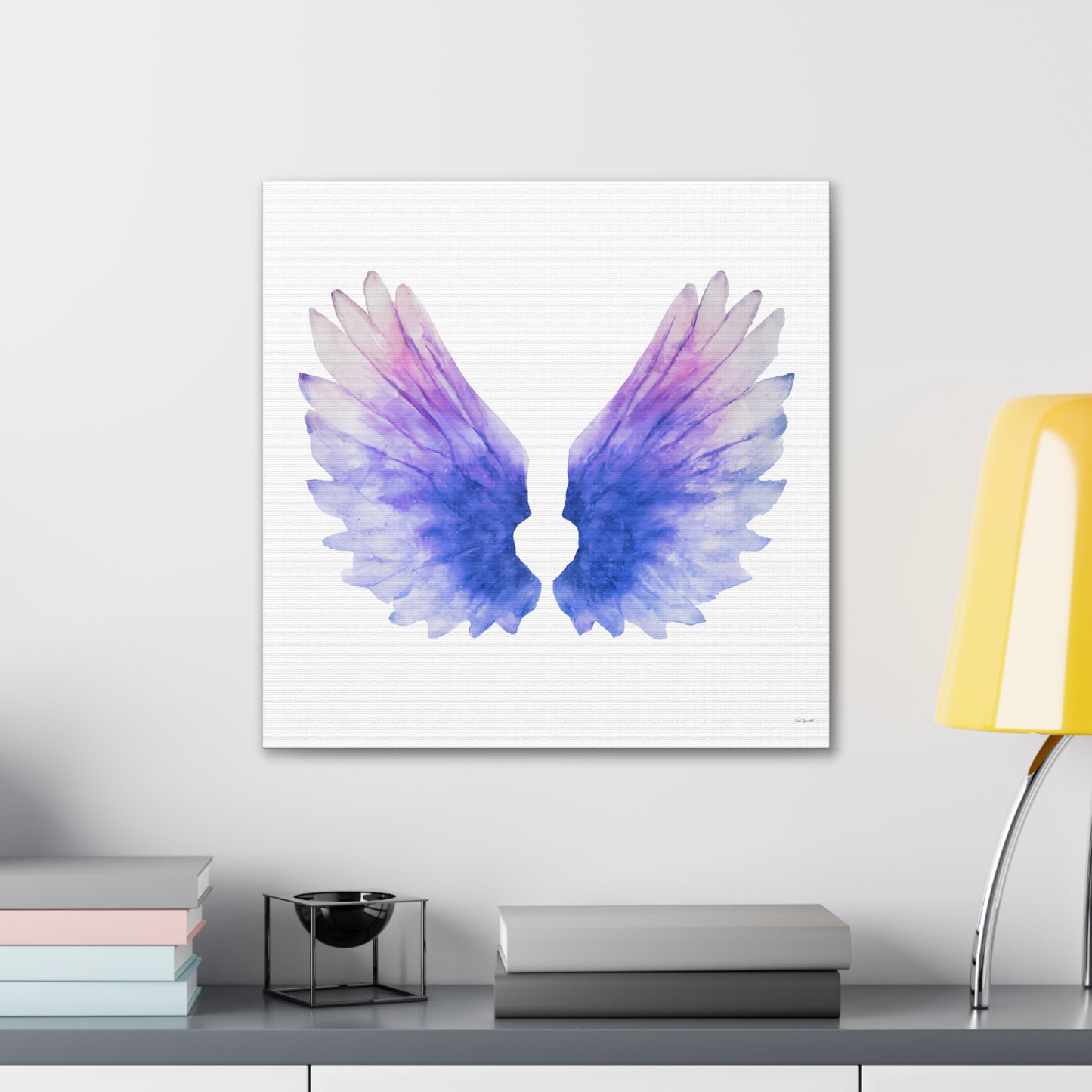 purple angels wings wall art canvas, wall art decor, wall art prints, angel wings art, wings, wall art purple, wall art spiritual