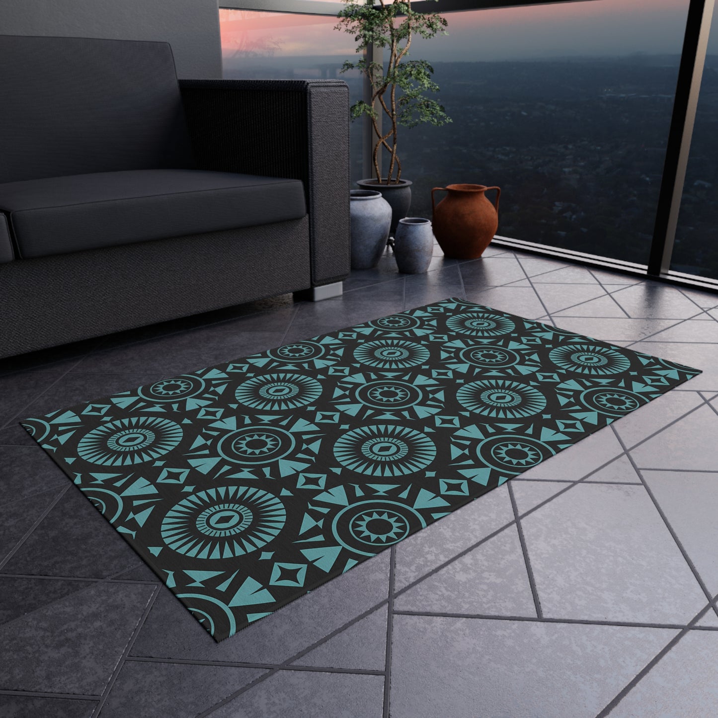 Stylish Outdoor Rug for Patios, Boho Decor, Summer Gatherings, Garden Parties, and More - LOLA VEGAS ART