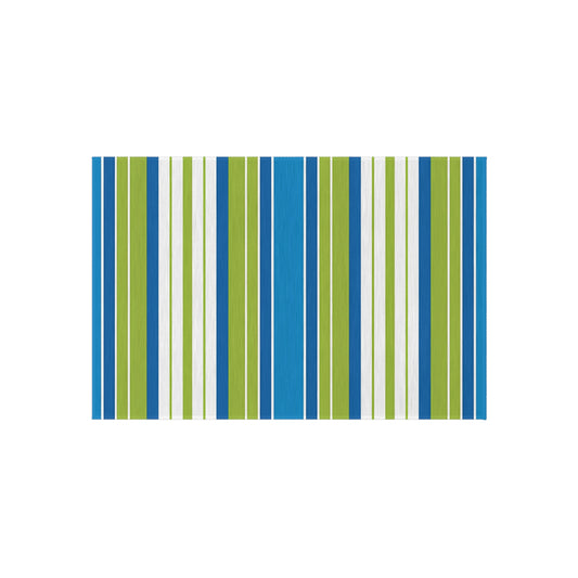 Blue Green Striped Outdoor/Indoor Rug | Patio Mat