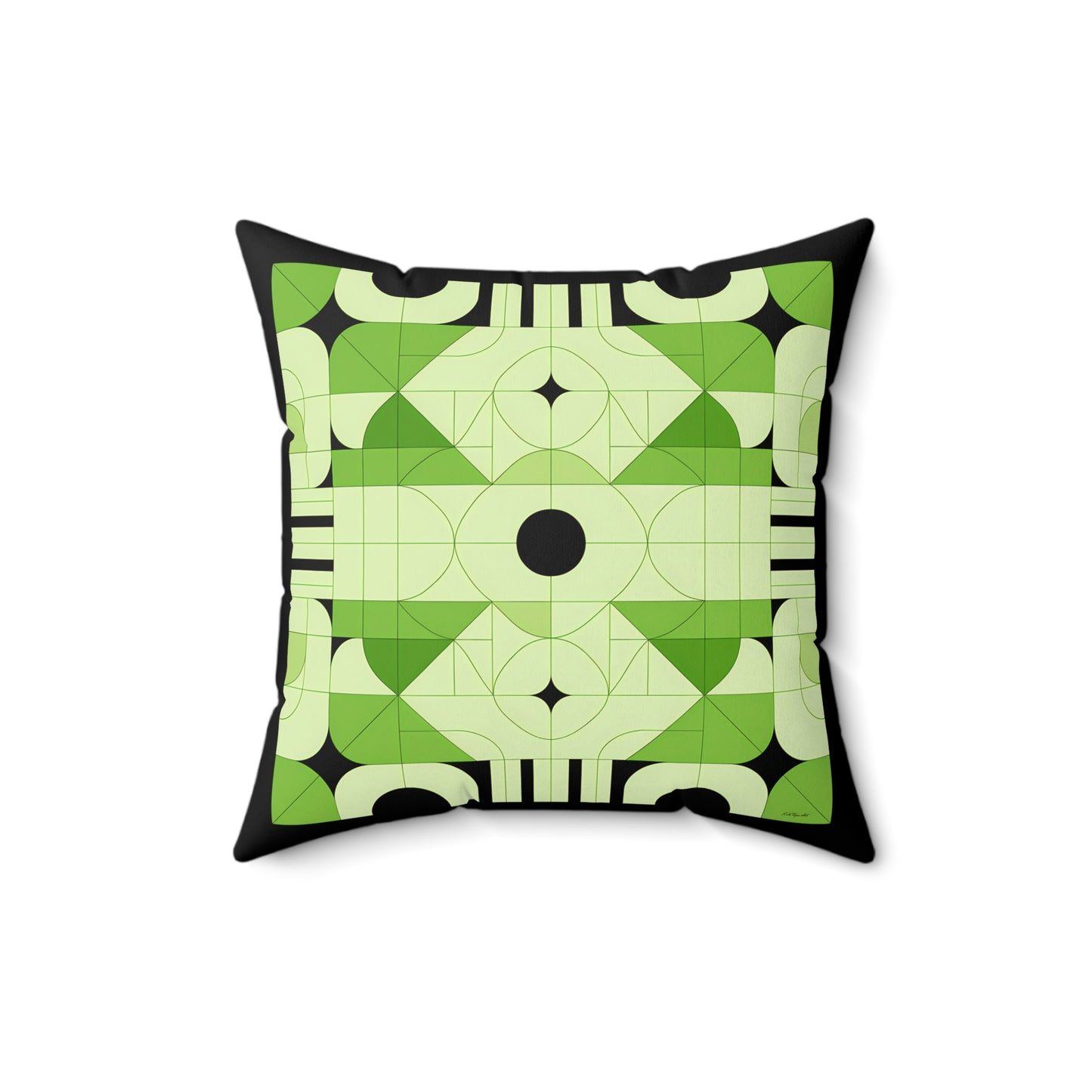Geometric Green and Black Accent Pillow, Modern Decorative Pillow, Home Decor Gift, Unique Couch Cushion, Boho Pillow, Abstract Decor - LOLA VEGAS ART