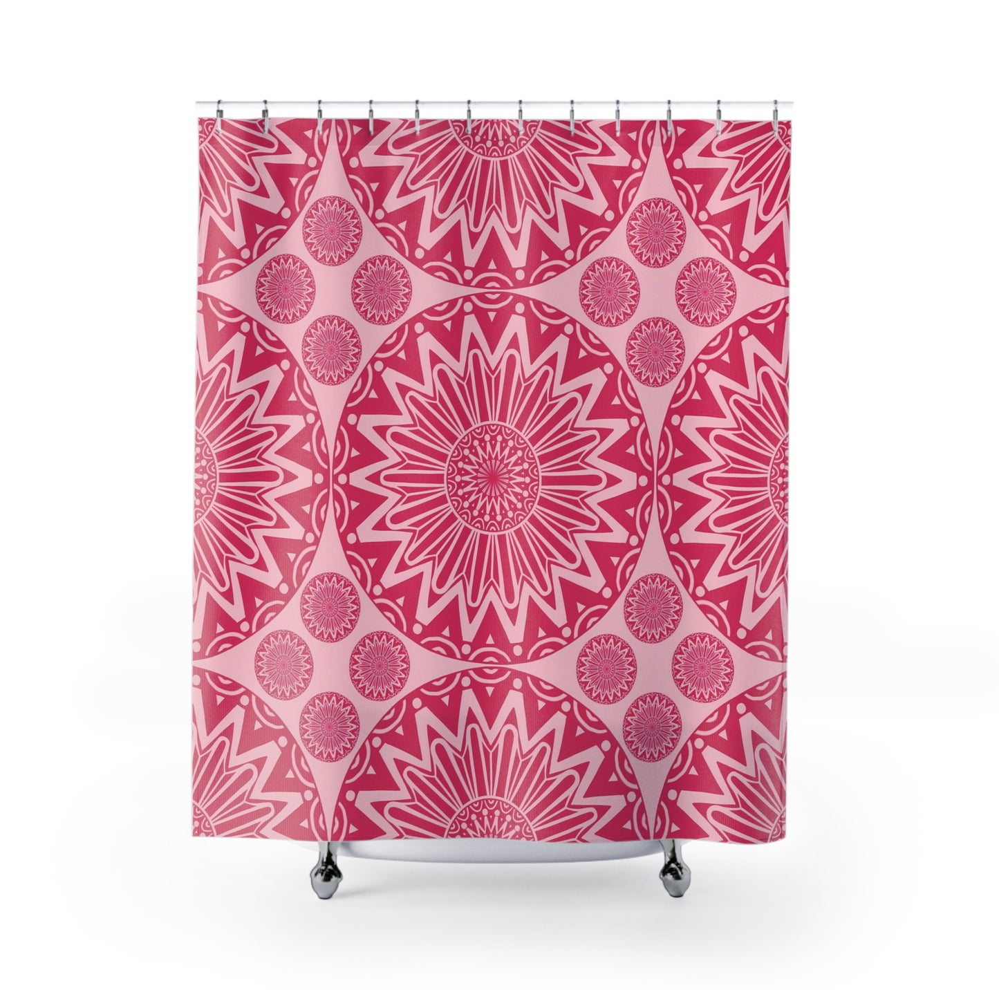 Boho Chic Shower Curtain - Vibrant Floral Pattern, Bathroom Decor, Home and Living, Gift for Her, Bohemian Style, Pink Design