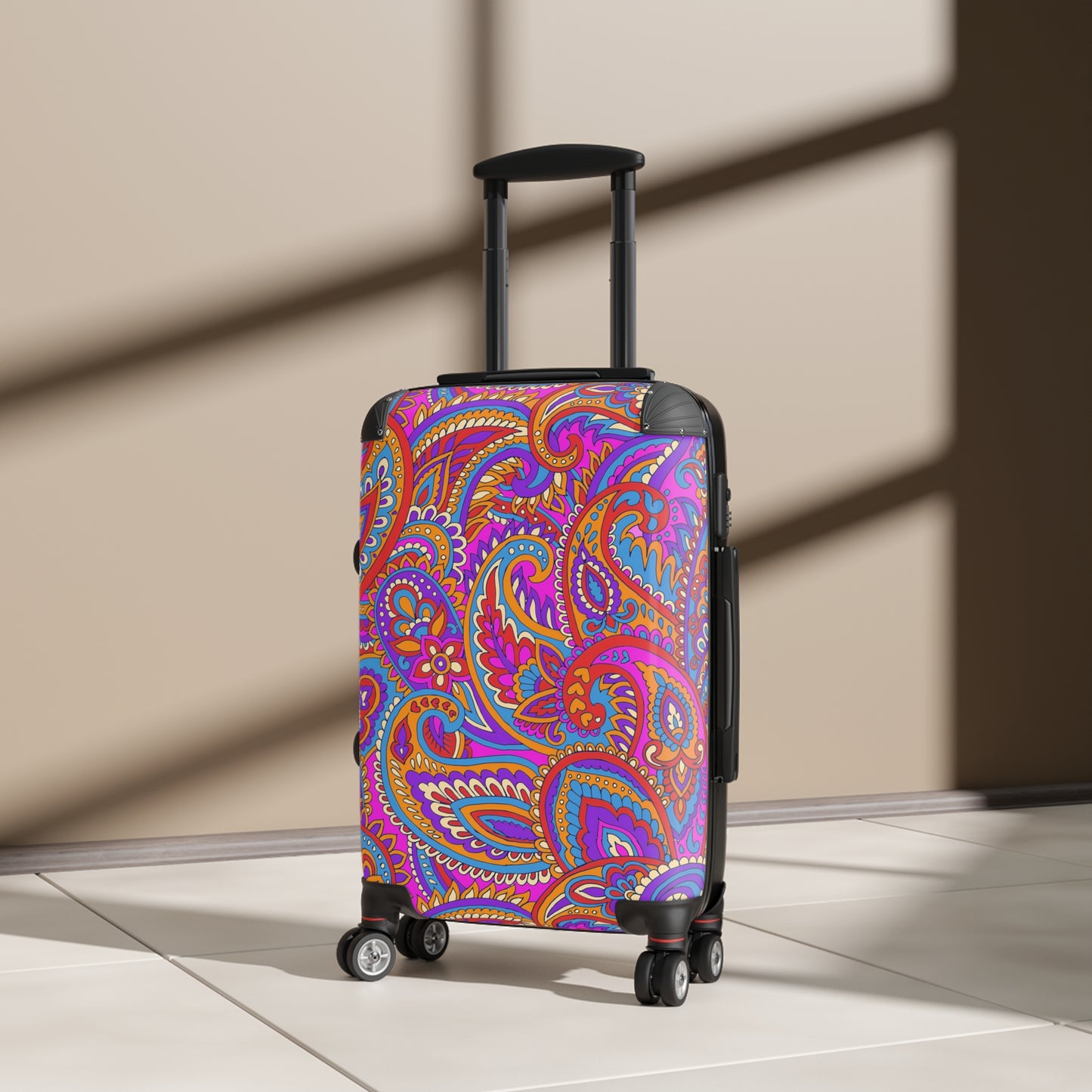 Vibrant Paisley Suitcase - Travel Luggage, Colorful Spinner Bag, Stylish Carry-On for Jetsetters, Vacation Essentials, Gift Idea - LOLA VEGAS ART