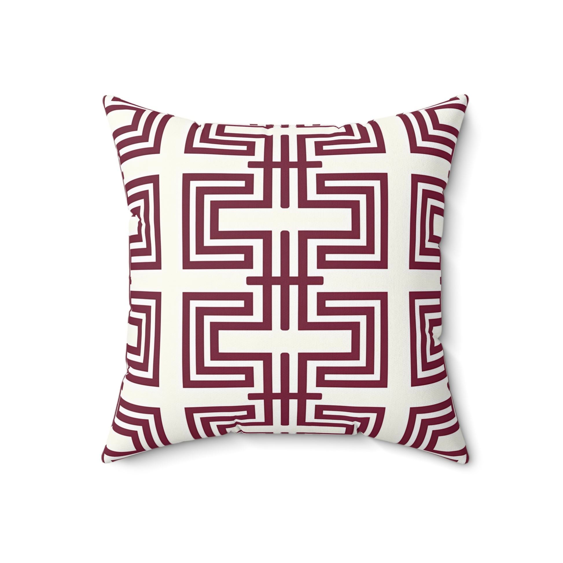 Burgundy Geometric Pattern Throw Pillow | Modern Home Decor, Stylish Cushion, Gift Idea, Cozy Accent, Decorative Accent Pillow - LOLA VEGAS ART