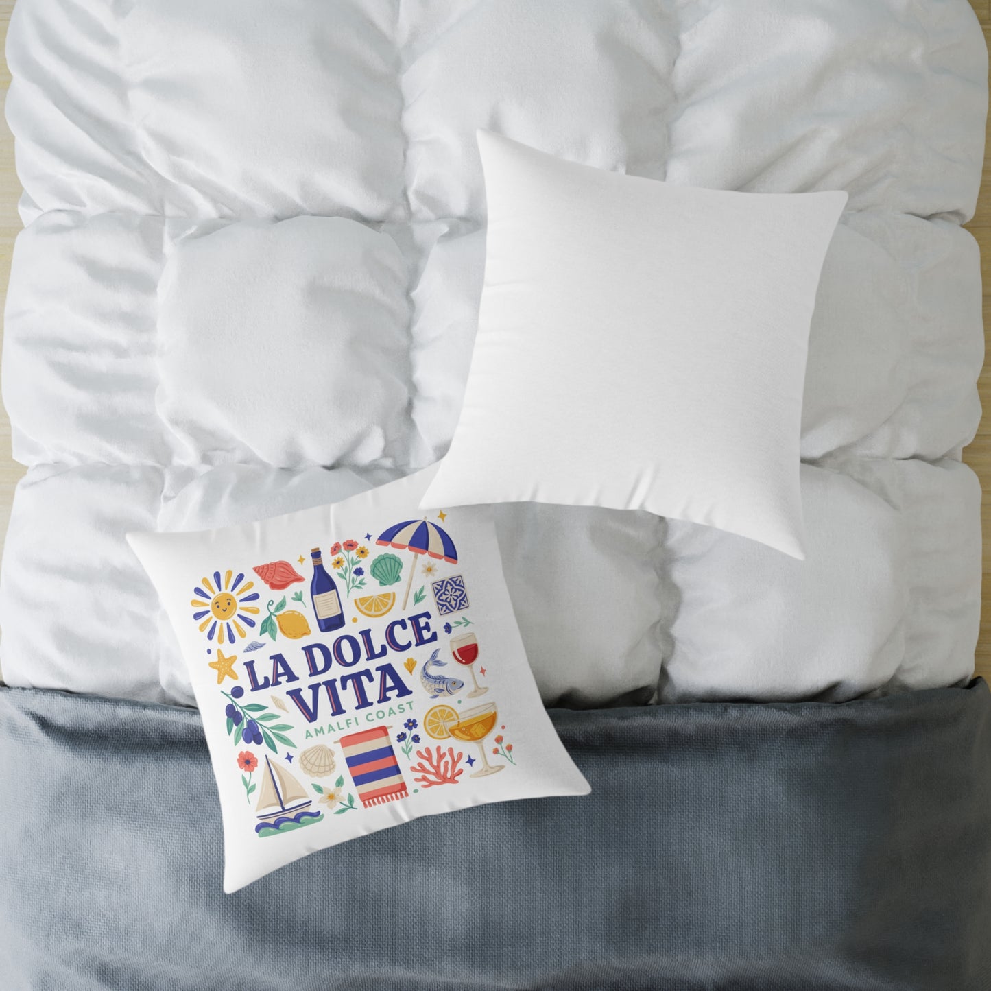 La Dolce Vita Amalfi Coast Square Pillow | Italian Summer Coastal Decor