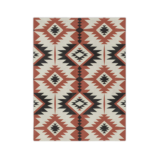 Cozy Southwestern Velveteen Microfiber Blanket, Boho Decor Throw, Warm Couch Cover, Gift for Her, Camping Essential, Tribal Pattern - LOLA VEGAS ART