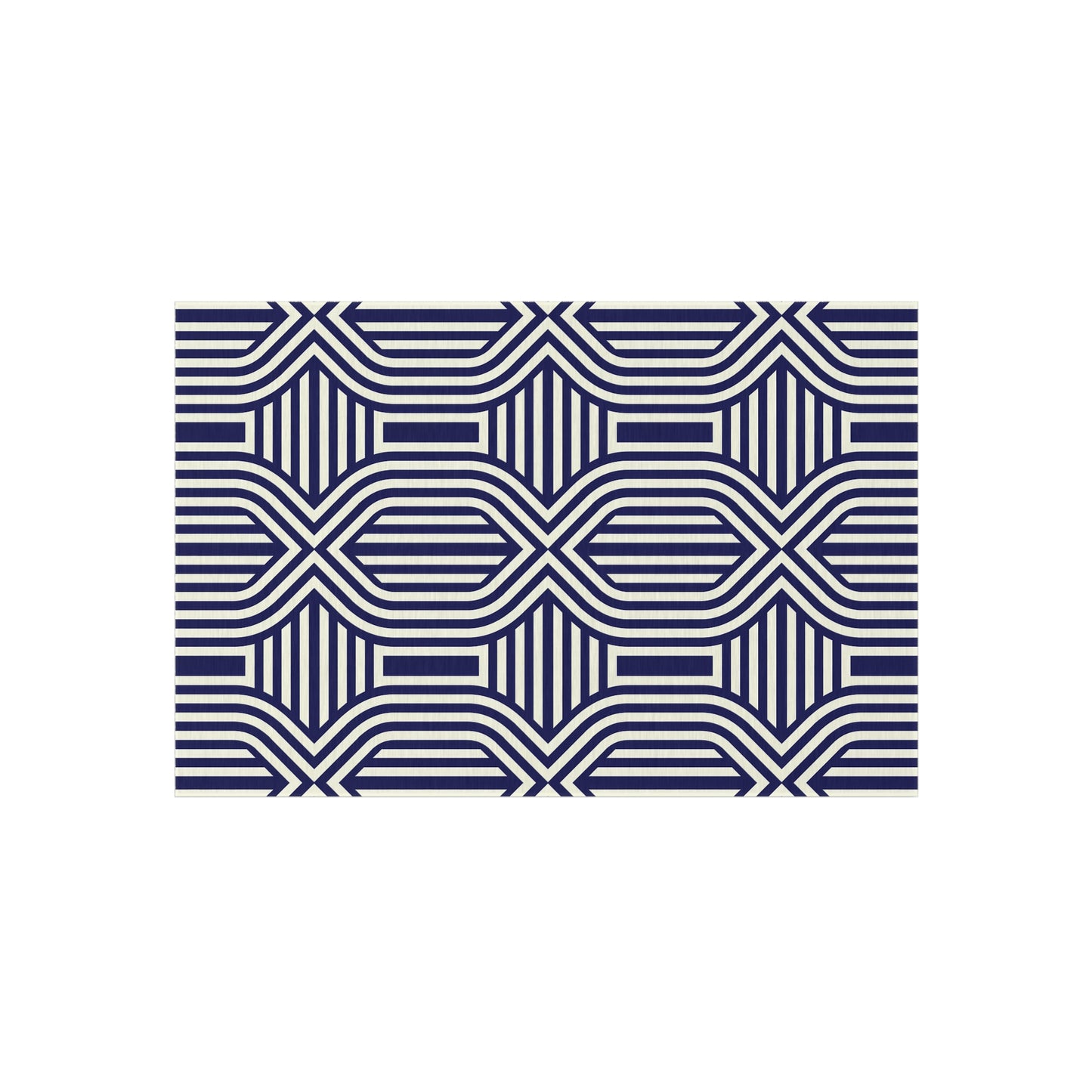 Navy and White Stylish Outdoor Rug, Patio Decor, Garden Mat, Indoor-Outdoor Area Rug, Beach Blanket, Porch Accent, Home Decoration - LOLA VEGAS ART