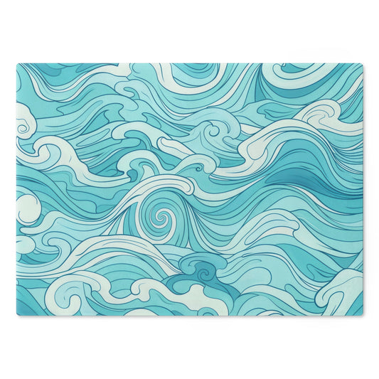 Ocean Waves Cutting Board - Aesthetic Kitchen Accessory, Beach House Decor, Unique Gift for Foodies, Housewarming Present, Cooking - LOLA VEGAS ART