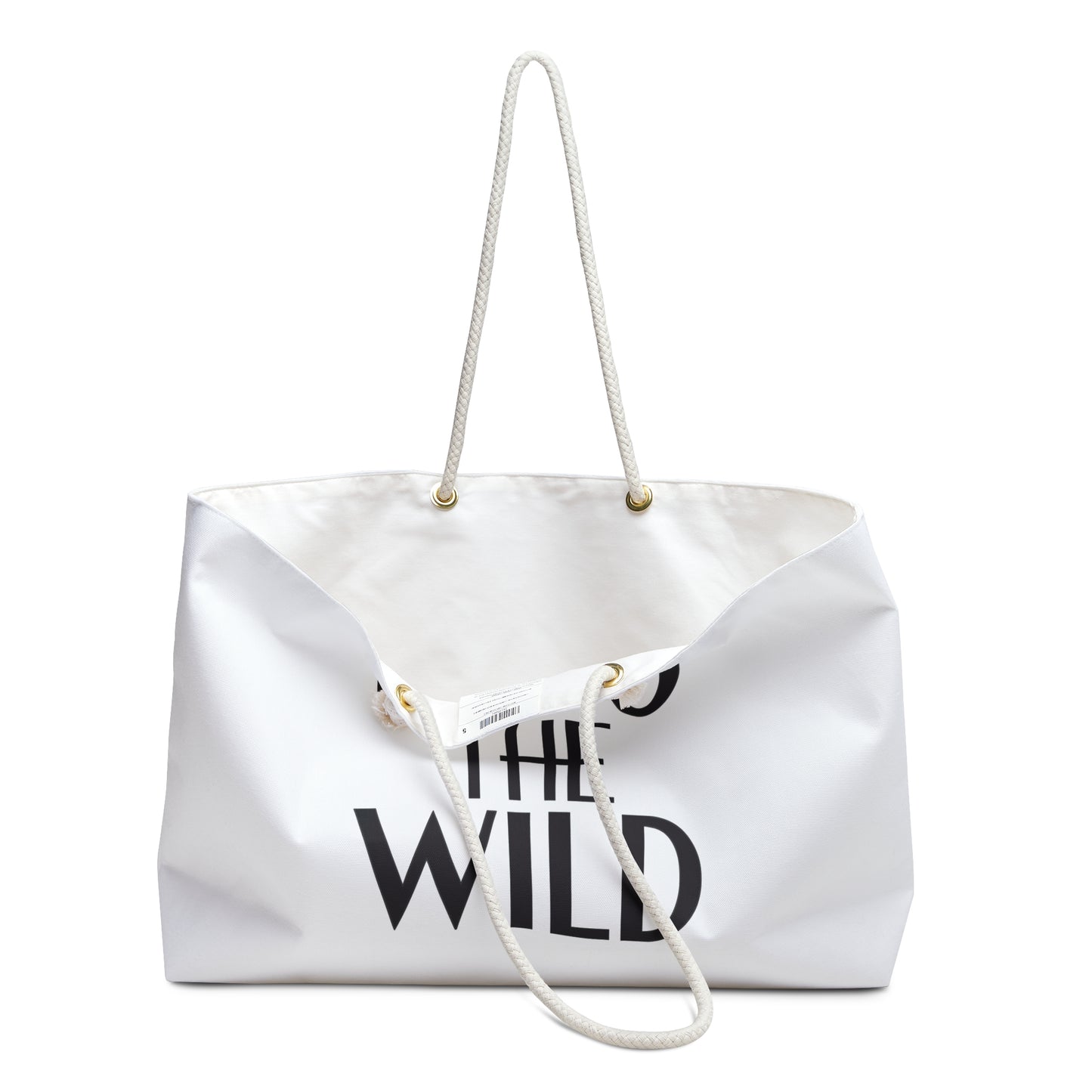INTO THE WILD Weekender Bag, Oversized White Travel Accessory, Adventure Tote, Wanderlust Duffel, Nature Lover Gift, Outdoor Exploration Bag - LOLA VEGAS ART