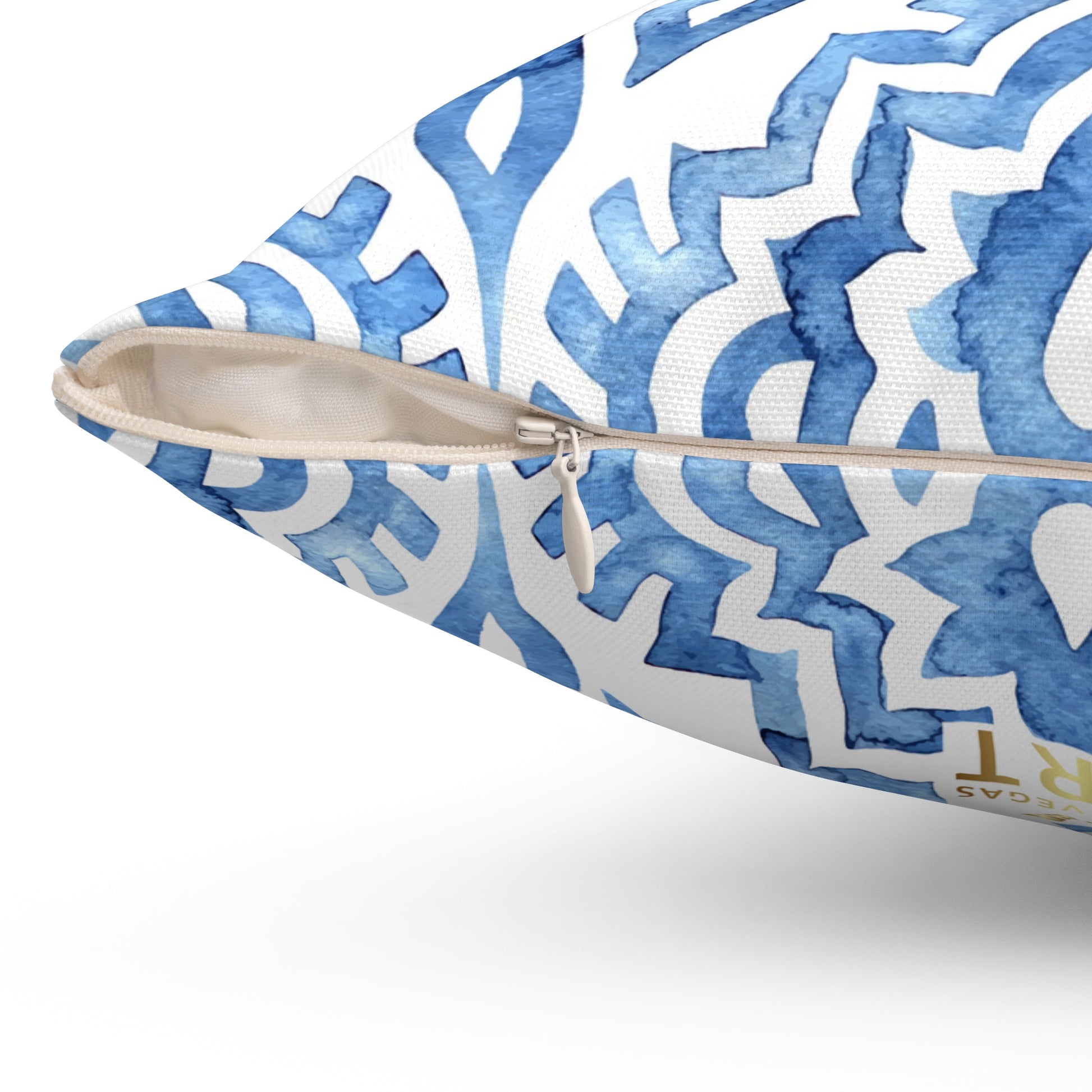 Boho Blue Decorative Pillow, Cozy Home Decor, Modern Accent Cushion, Gift for Her, Living Room Throw Pillow - LOLA VEGAS ART