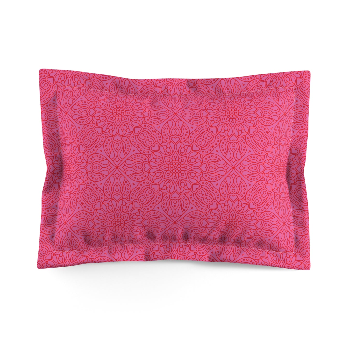 Bohemian Microfiber Pink Pillow Sham, Mandala Pattern Bedding, Cozy Decorative Pillow Cover, Vibrant Bedroom Decor, Unique Gift Idea - LOLA VEGAS ART