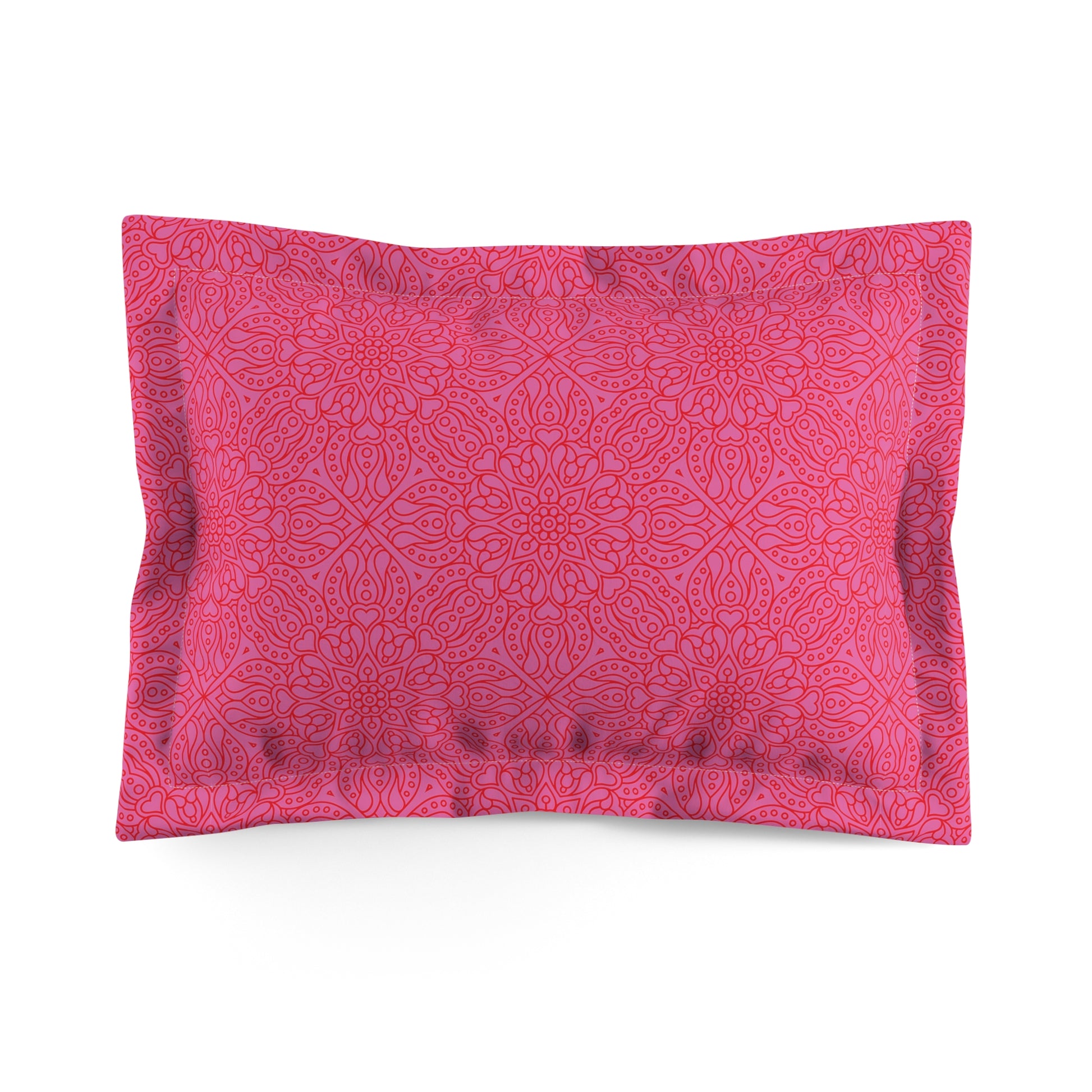 Bohemian Microfiber Pink Pillow Sham, Mandala Pattern Bedding, Cozy Decorative Pillow Cover, Vibrant Bedroom Decor, Unique Gift Idea - LOLA VEGAS ART