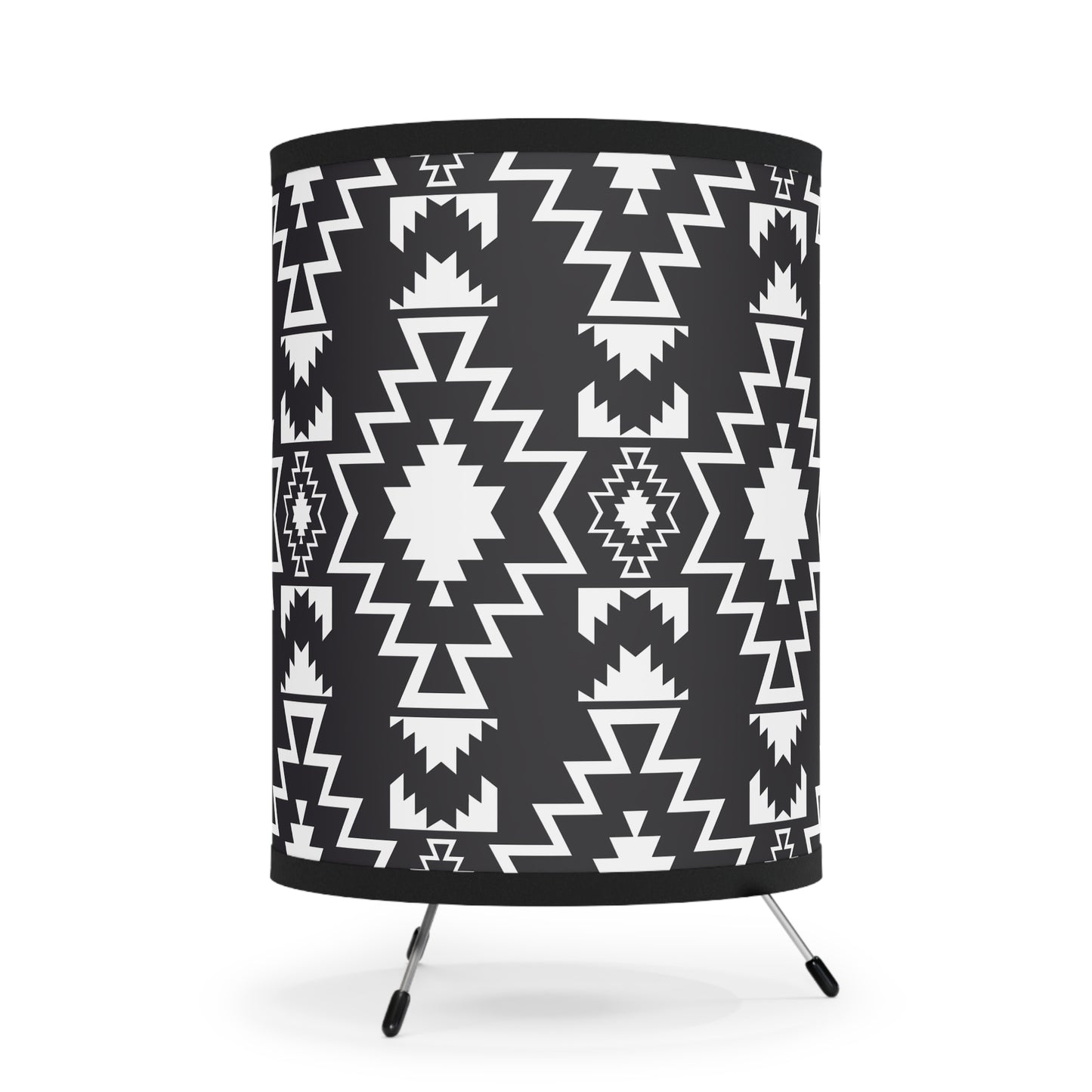 Boho Tripod Lamp - Modern Black and White Shade, Perfect for Living Room, Bedroom, Bohemian Decor, Stylish Lighting - LOLA VEGAS ART