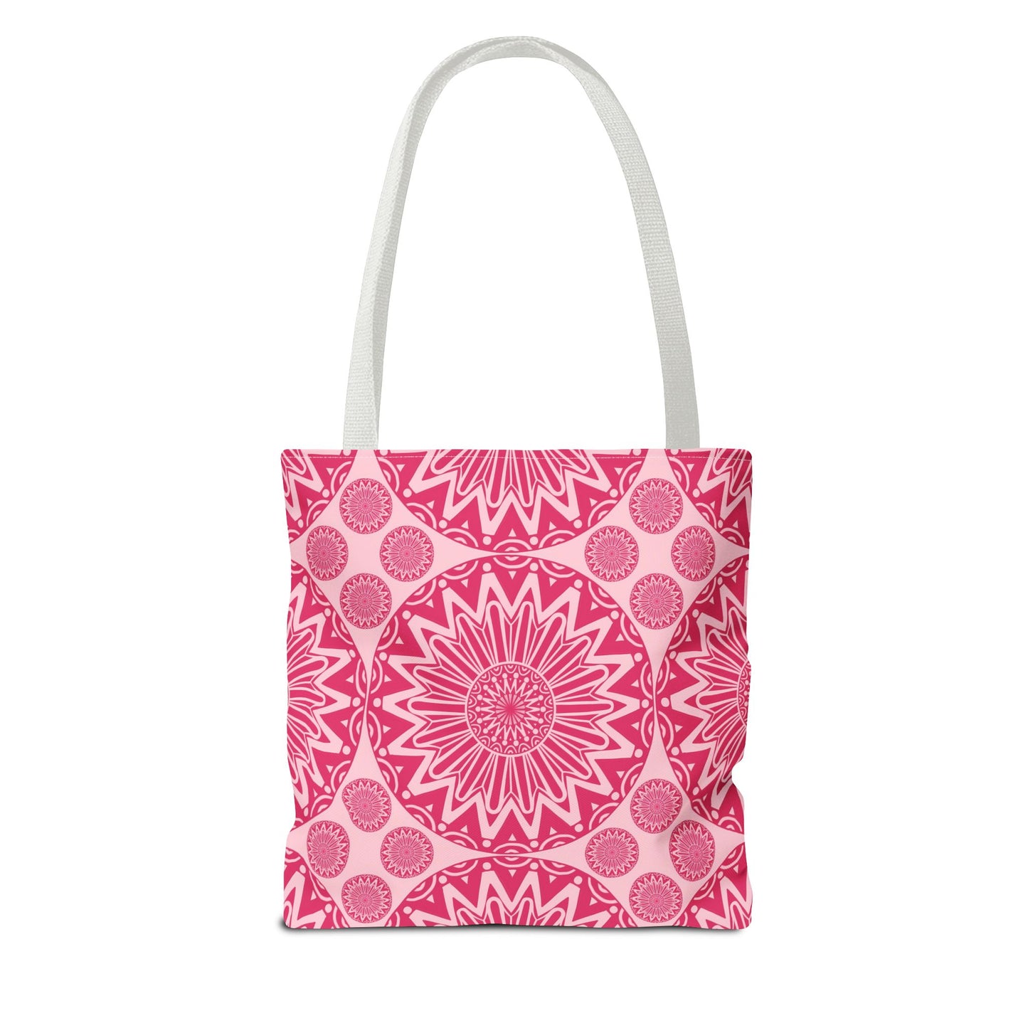 Bohemian Floral Tote Bag, Pink Mandala Shopper, Ec -Friendly Beach Tote, Gift for Her, Travel and Grocery Bag, Hippie Bag - LOLA VEGAS ART