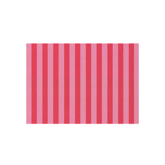 Light Pink and Watermelon Pink Stripe Outdoor Rug | Patio Mat, Water-Resistant Porch Rug