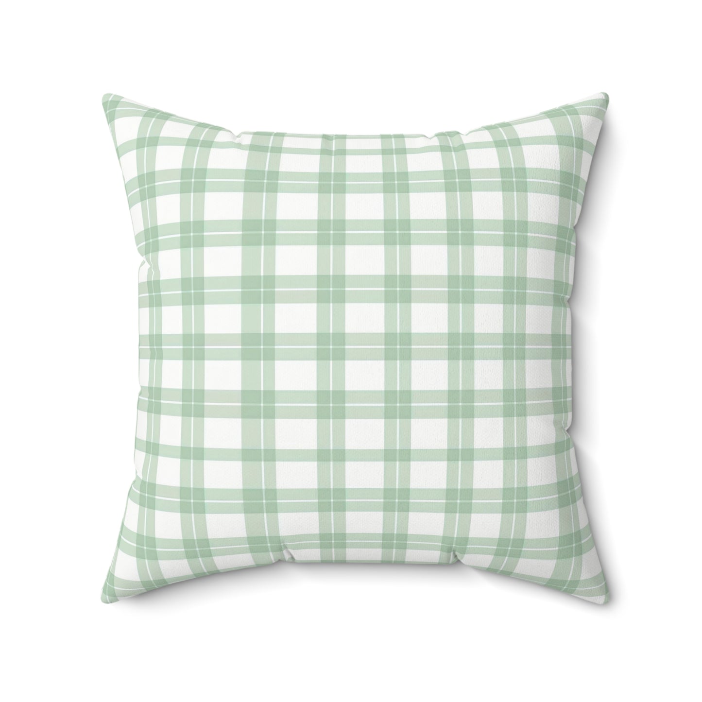 Green Plaid Spun Polyester Pillow, Cozy Decorative Cushion, Farmhouse Style Home Decor, Gift for Homeowners, Holiday Accent - LOLA VEGAS ART