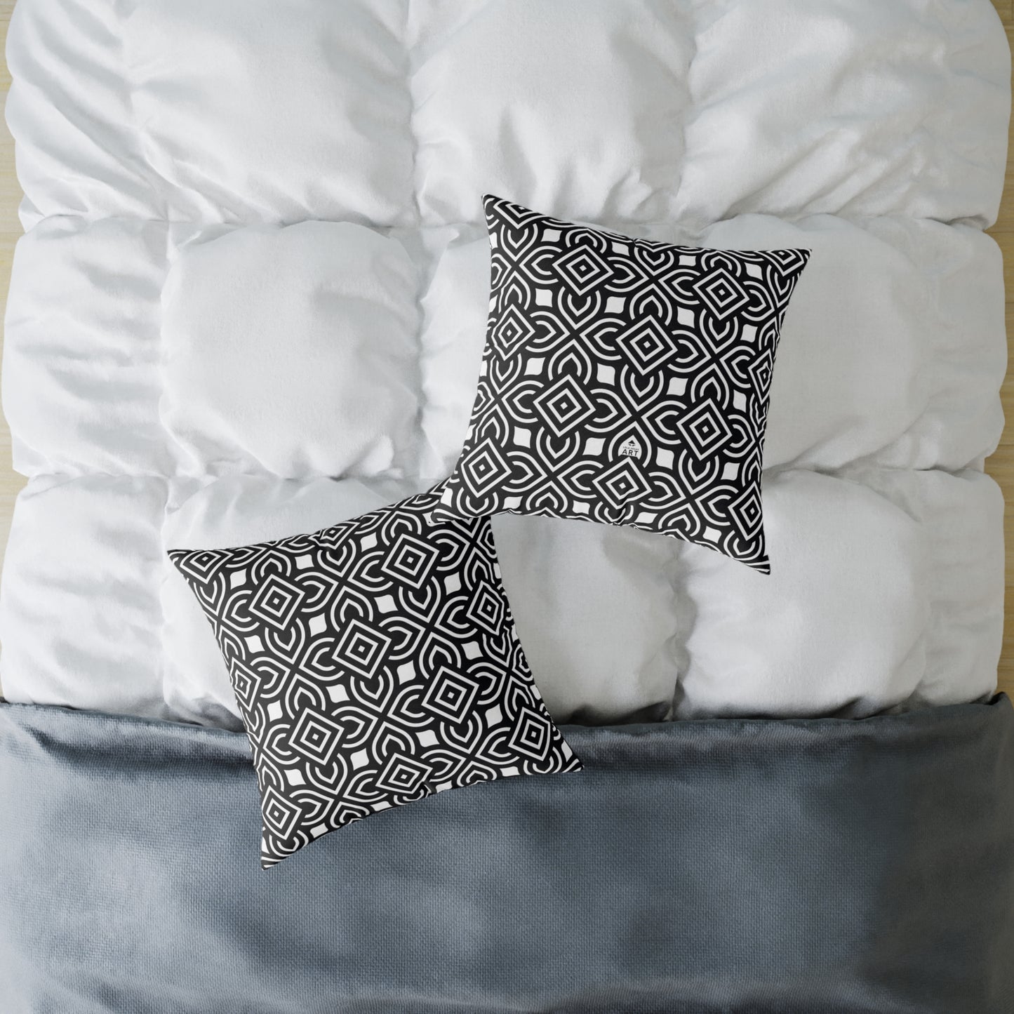 Black White Geometric Pattern Square Pillow | Modern Home Decor, Black and White Accent Cushion, Gift for Homeowners, Cozy Throw Pillow