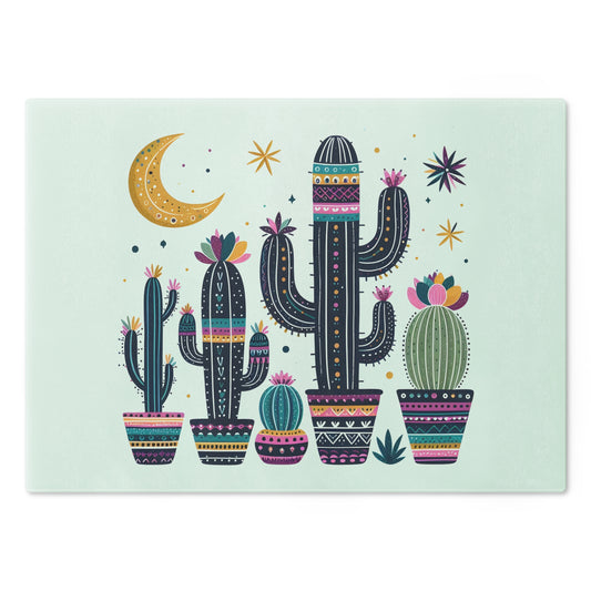 Boho Cactus Cutting Board - Vibrant Kitchen Decor, Gift for Cactus Lovers, Housewarming Essentials, Unique Kitchenware - LOLA VEGAS ART