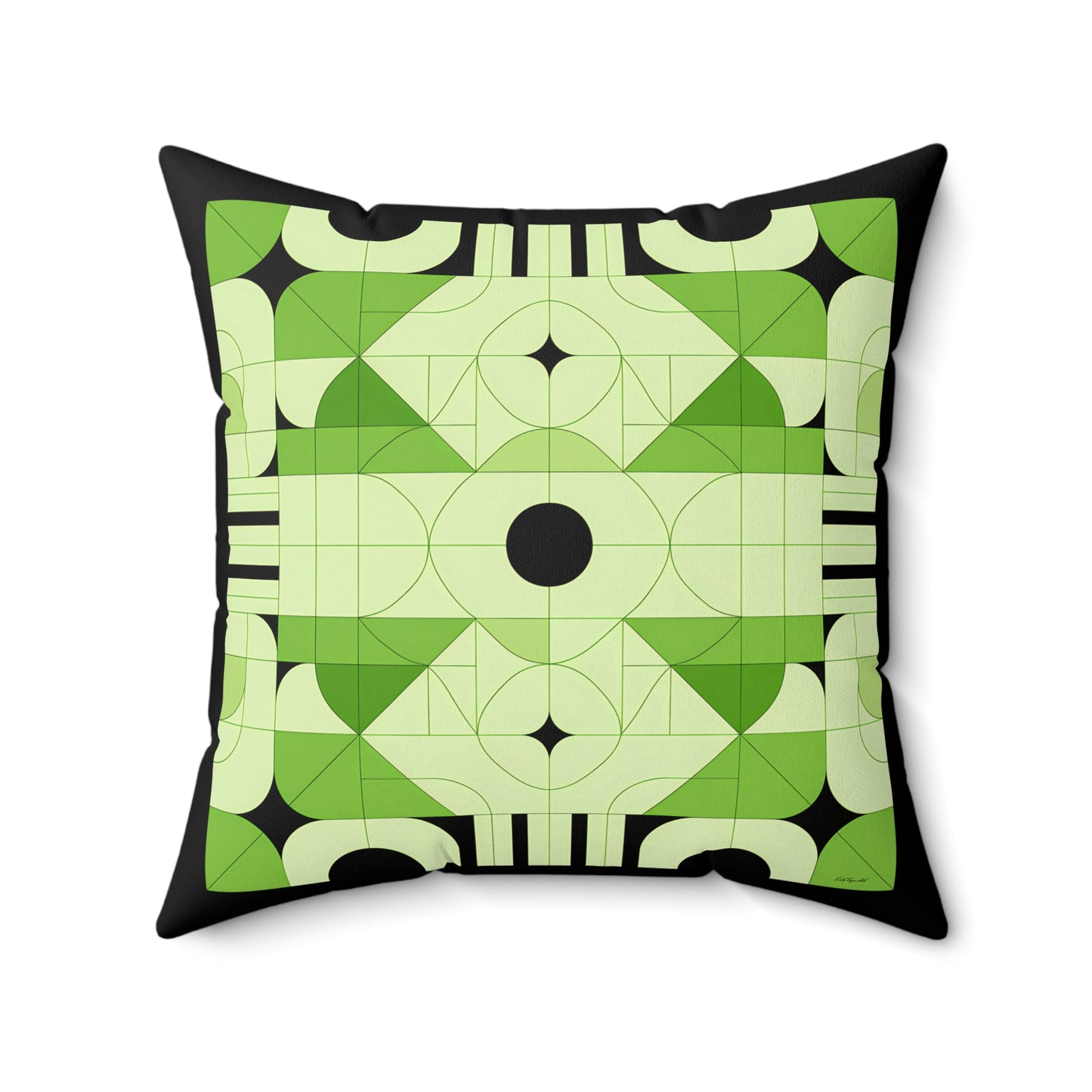 Geometric Green and Black Accent Pillow, Modern Decorative Pillow, Home Decor Gift, Unique Couch Cushion, Boho Pillow, Abstract Decor - LOLA VEGAS ART
