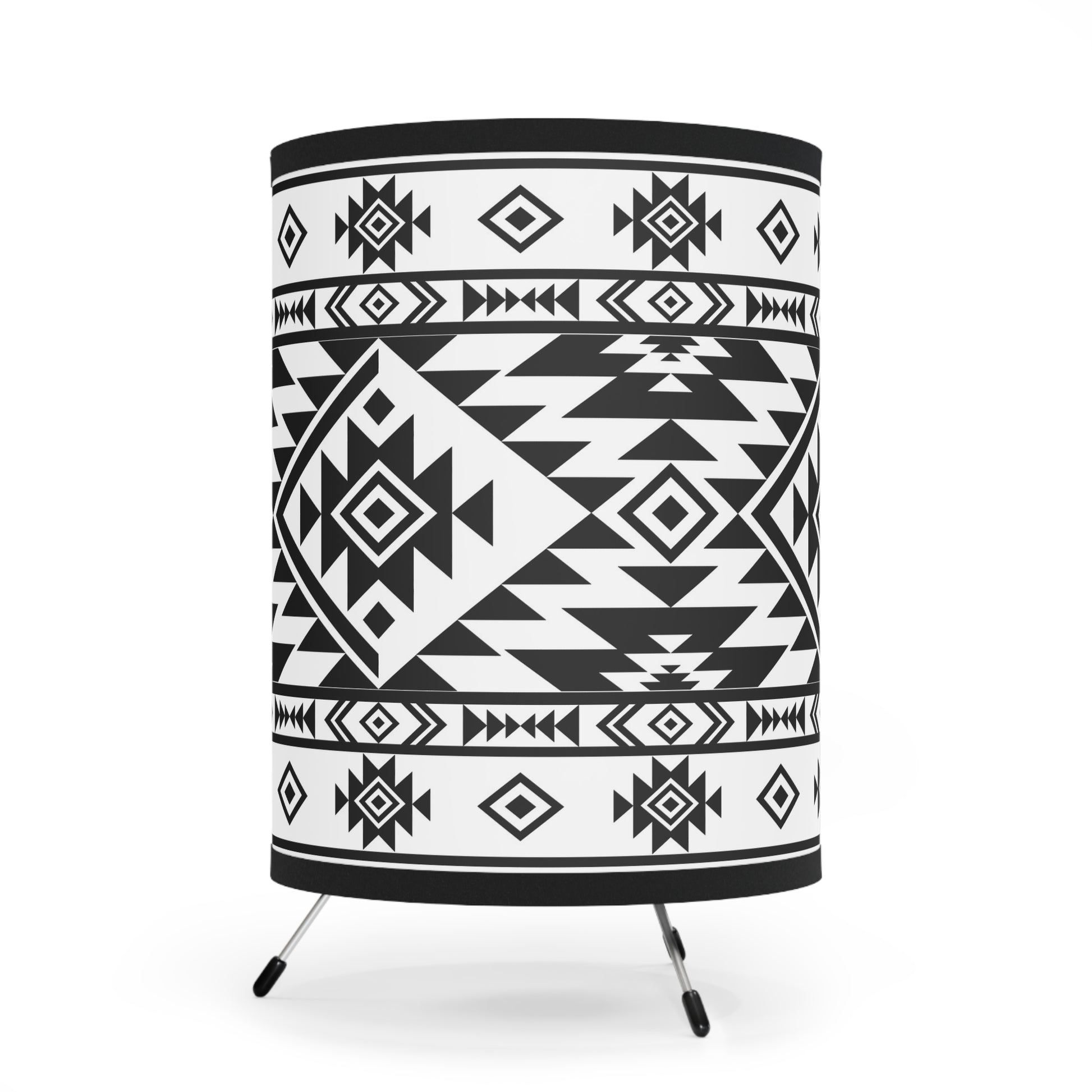 Table Lamp, Tribal Ethnic Print, Eclectic Home Decor, US Plug, Black and White Shade, Native Design, CA Plug, Boho Chic Lighting, Unique - LOLA VEGAS ART
