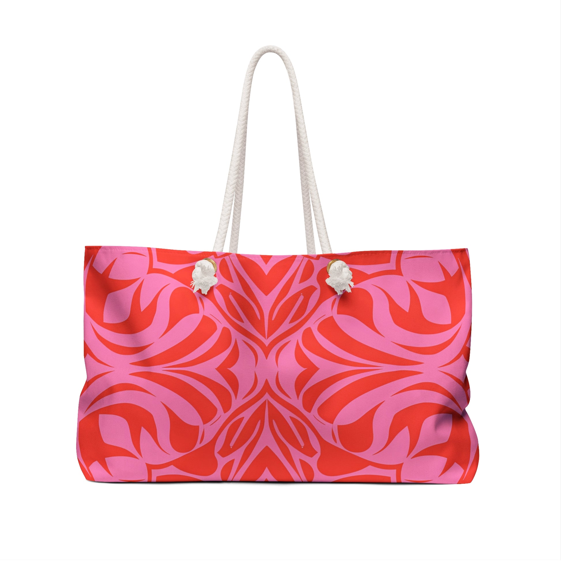 Boho Weekender Bag, Pink Orange Travel Bag, Feminine Overnight Bag, Large Bohemian Tote, Stylish Weekend Duffel, Hippie Getaway Carry-on, - LOLA VEGAS ART