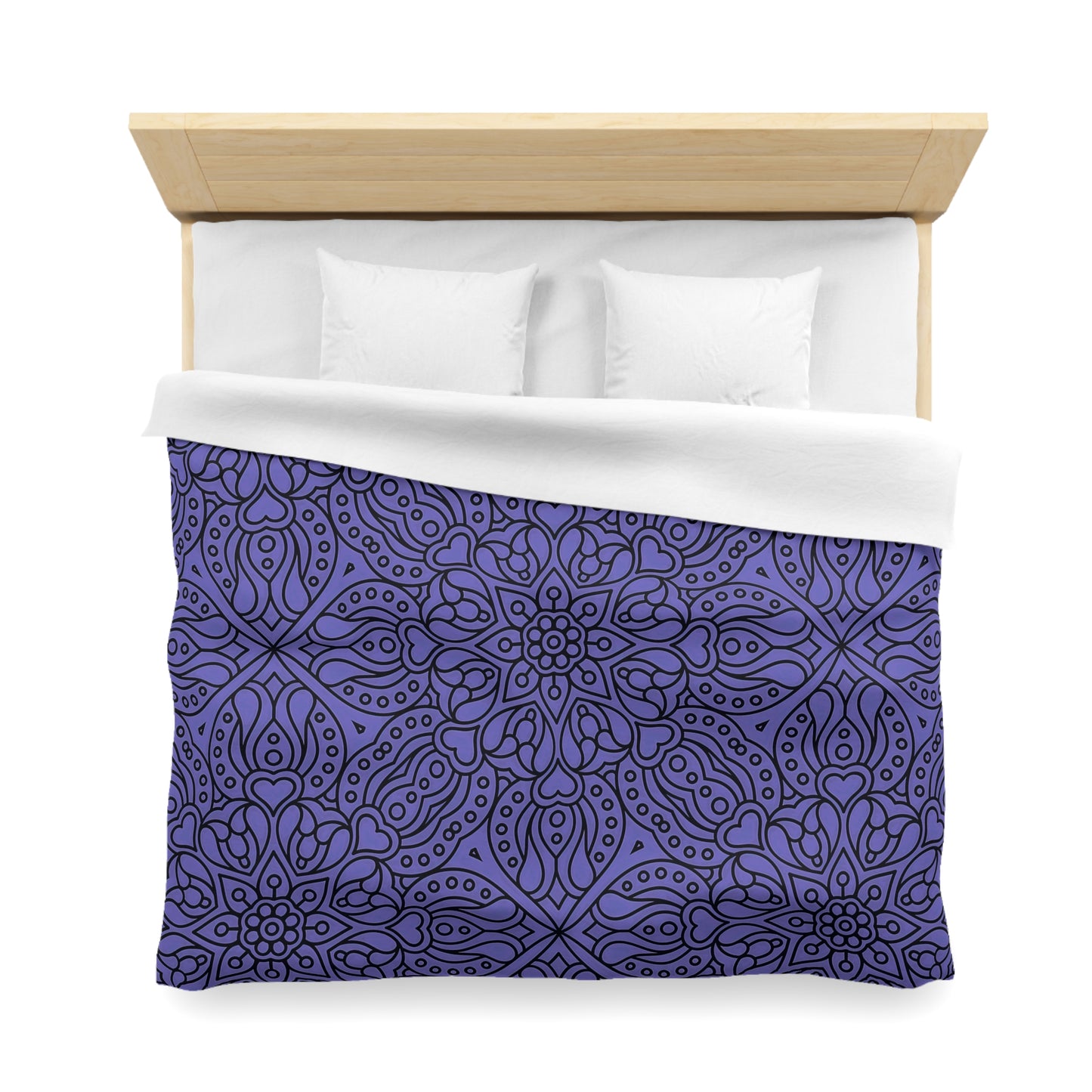 Bohemian Microfiber Duvet Cover - Cozy Bedding, Purple Floral Design, Bedroom Decor, Home Accents, Gift for Her, Festival Style - LOLA VEGAS ART