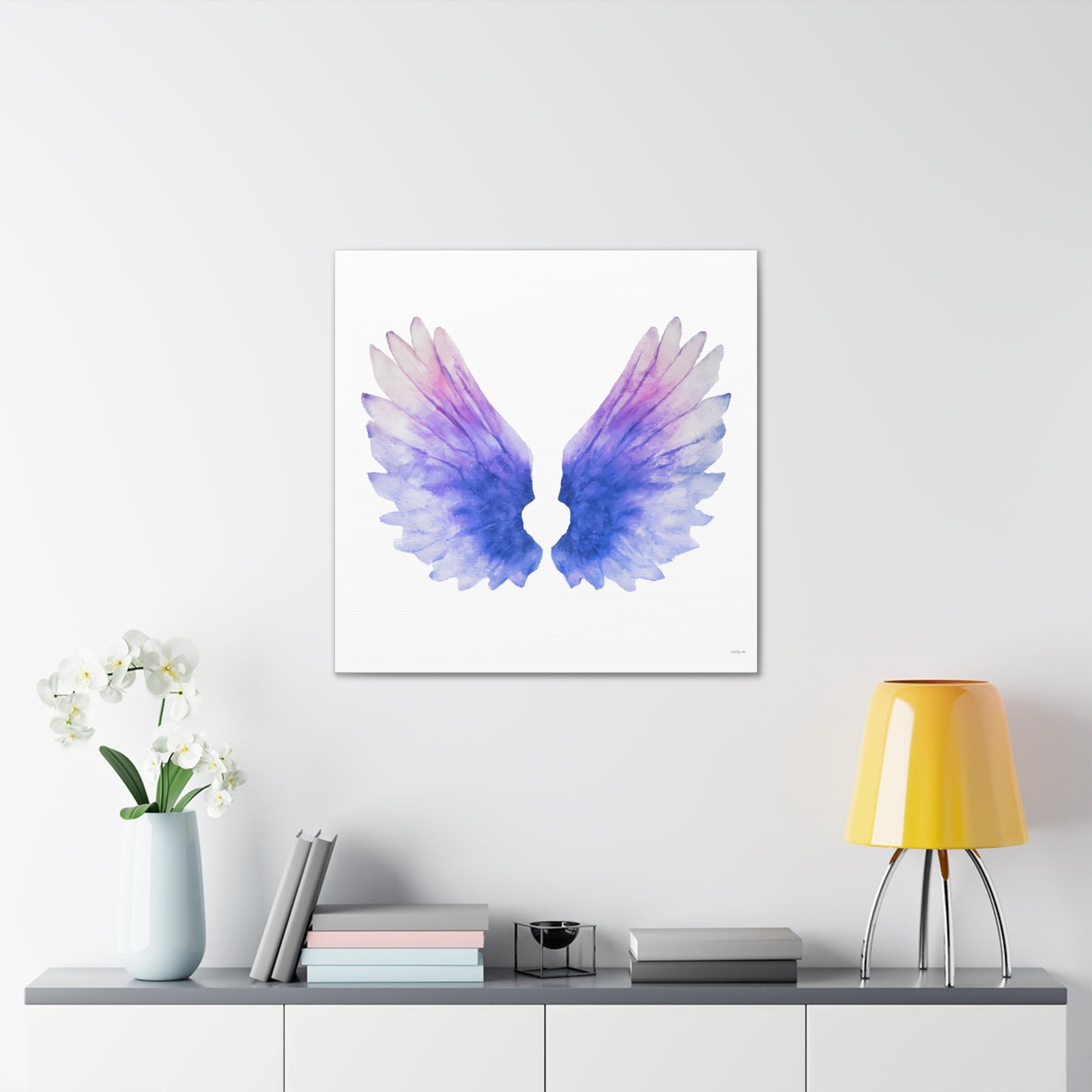 purple angels wings wall art canvas, wall art decor, wall art prints, angel wings art, wings, wall art purple, wall art spiritual