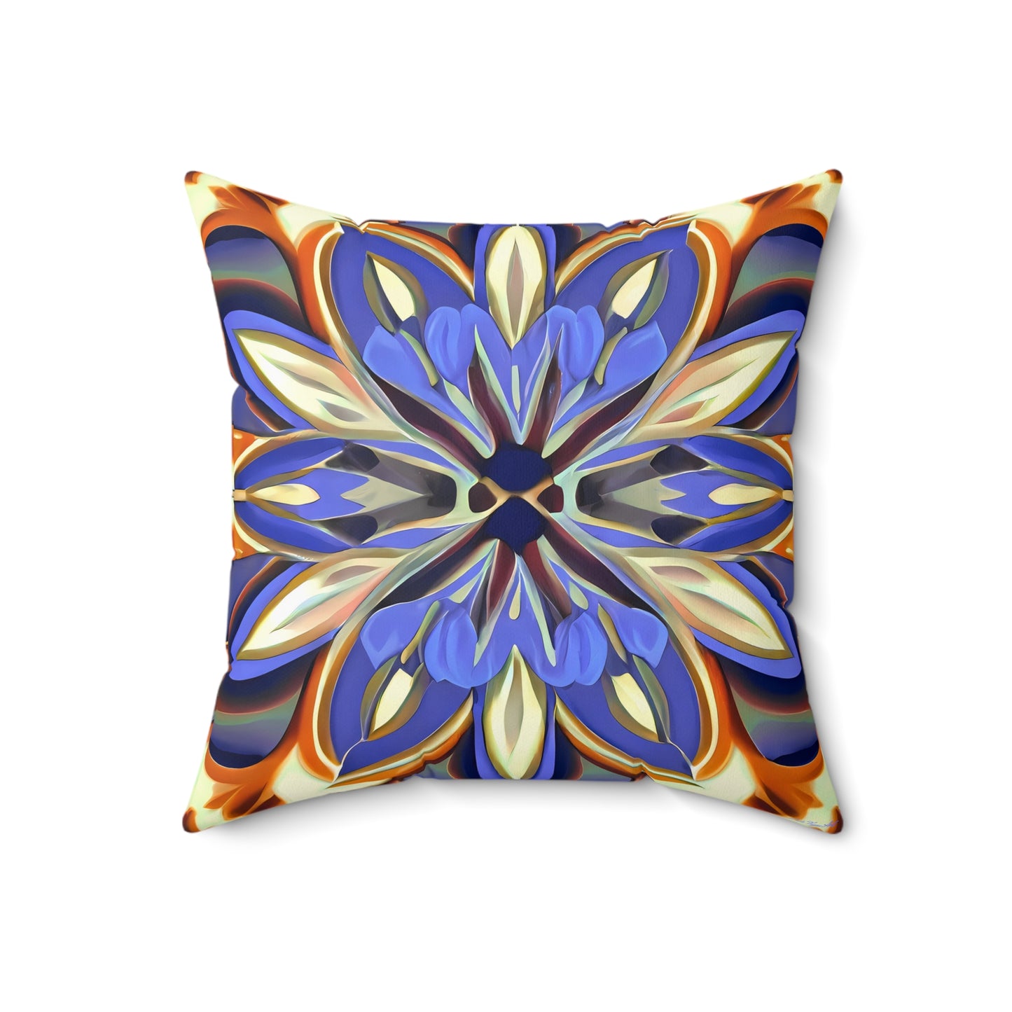Boho Flower Square Pillow, Iris Purple Brown Cream, Unique Home Decor, Spun Polyester Cushion, Floral Accent Pillow, Floral Home Decor - LOLA VEGAS ART