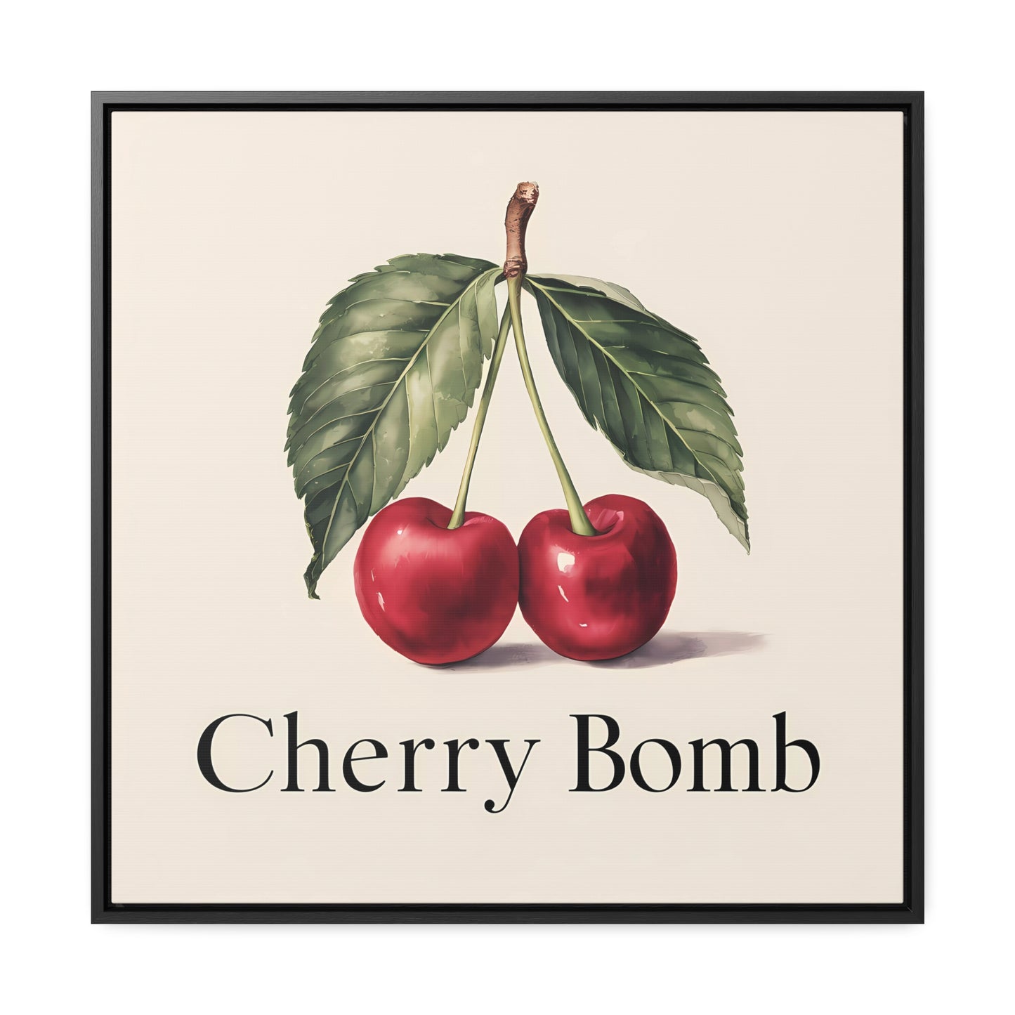 Square Frame Wall Art, Cherry Bomb Cherries Gallery Canvas Wrap, Cute Quirky Home Decor, Kitchen Decor, Fruit Lover Gift, Square Wall - LOLA VEGAS ART