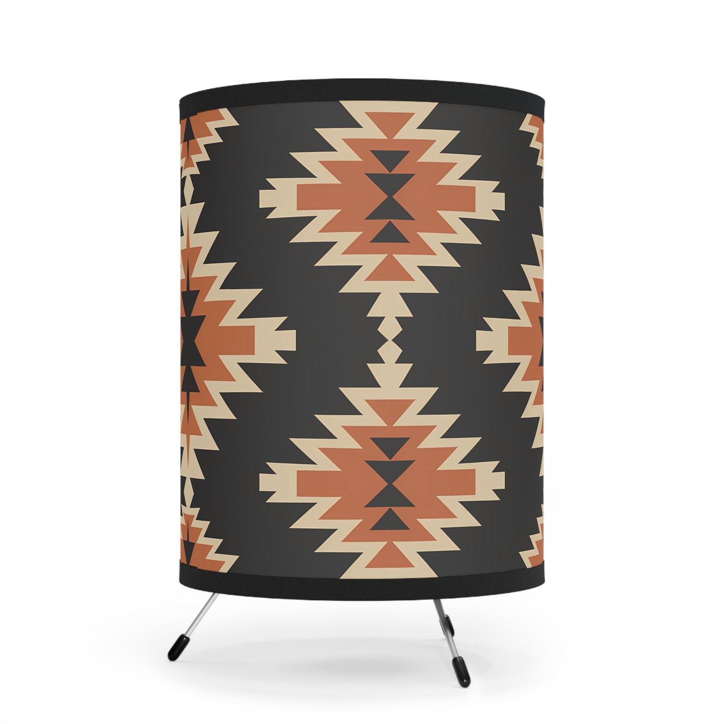 Boho Tripod Lamp with Geometric Shade, Rustic Home Decor, Mid-Century Modern Lighting, Unique Table Lamp, Cozy Gift Idea, Southwest Decor - LOLA VEGAS ART