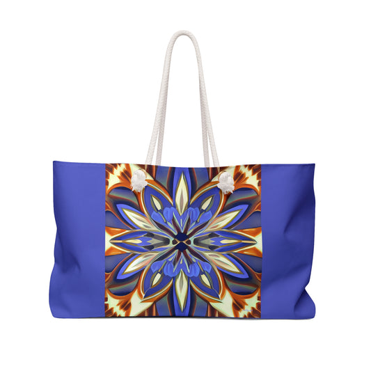 Boho Floral Weekender Bag, Oversized Travel Tote, Iris Purple Cream Brown Abstract, Large Carry-On, Travel Accessory - LOLA VEGAS ART