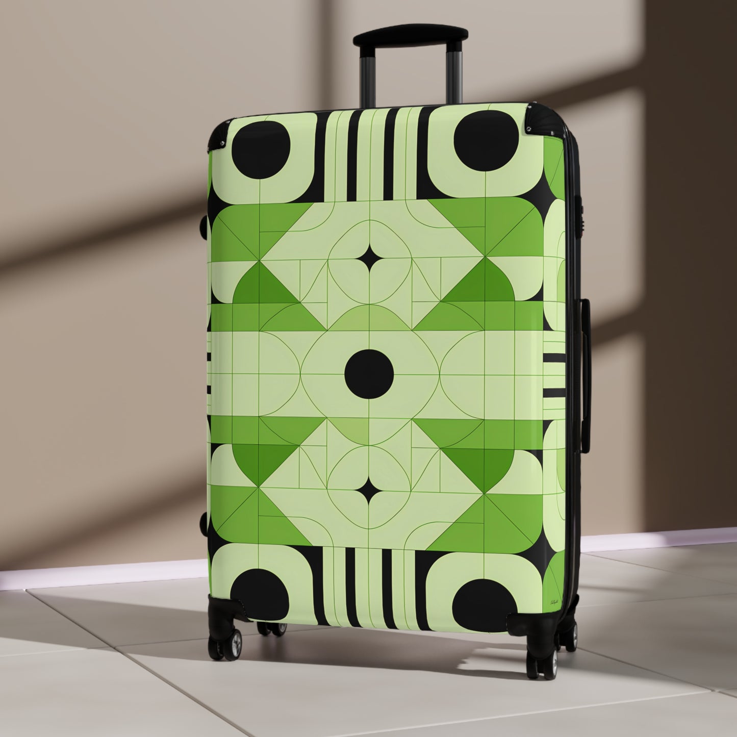 Stylish Suitcase with Geometric Design for Travel Lovers, Luggage, Weekend Getaway, Vacation, Holiday Gift, Trendy Travel Gear - LOLA VEGAS ART