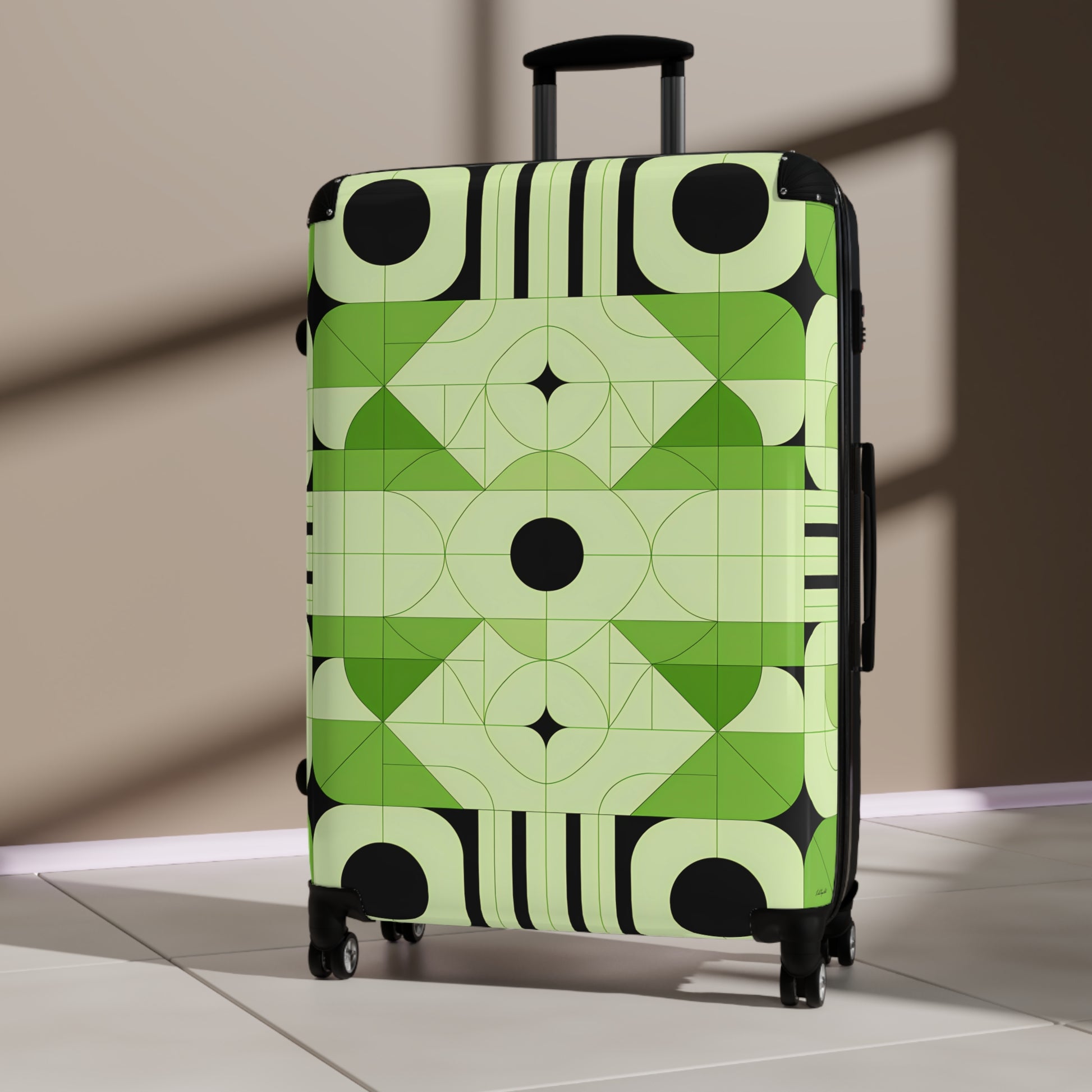 Stylish Suitcase with Geometric Design for Travel Lovers, Luggage, Weekend Getaway, Vacation, Holiday Gift, Trendy Travel Gear - LOLA VEGAS ART