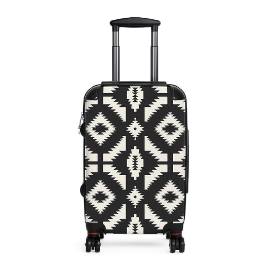 Stylish Suitcase for Travel Enthusiasts, Trendy Luggage, Black White Geometric Pattern, Travel Gear, Perfect Gift for Travelers - LOLA VEGAS ART