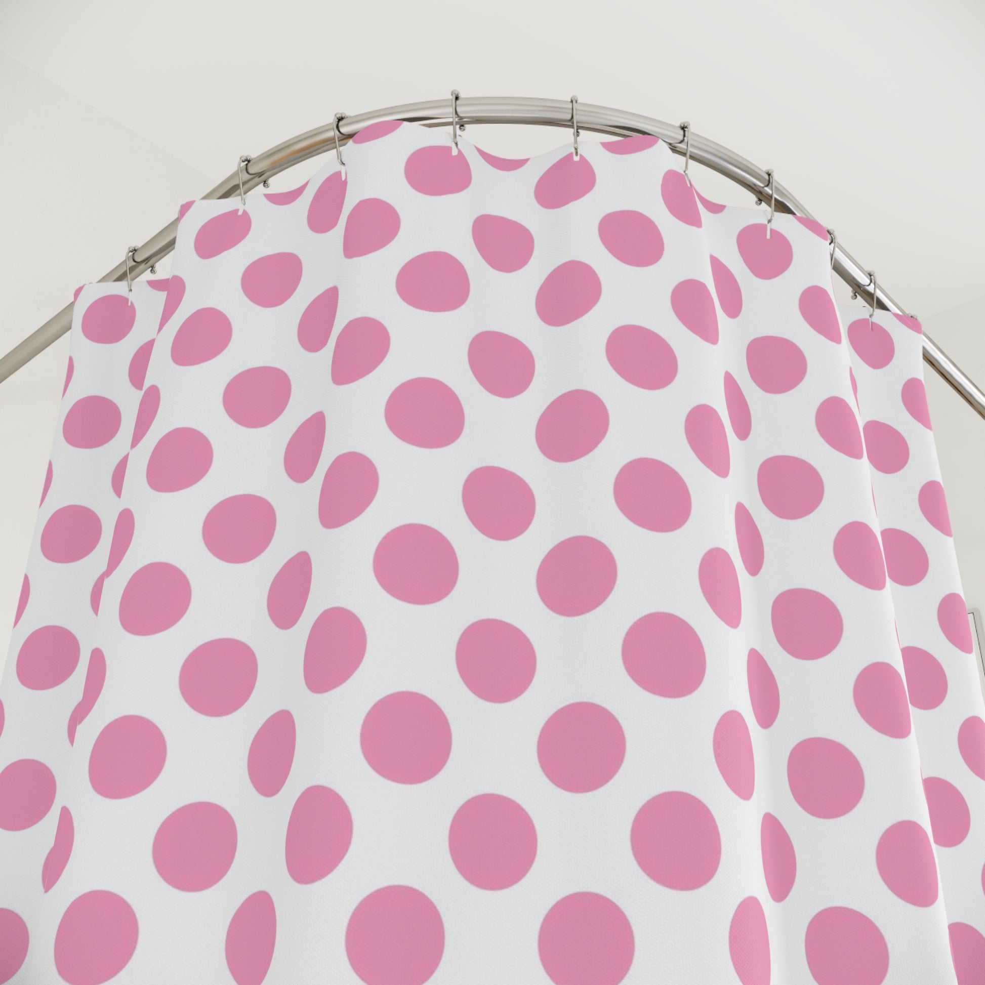 Playful Pink Polka Dot Shower Curtain, Fun Bathroom Decor, Kids Room Accessory, Unique Gift for Her, Modern Bathroom Style, Home Decoration - LOLA VEGAS ART