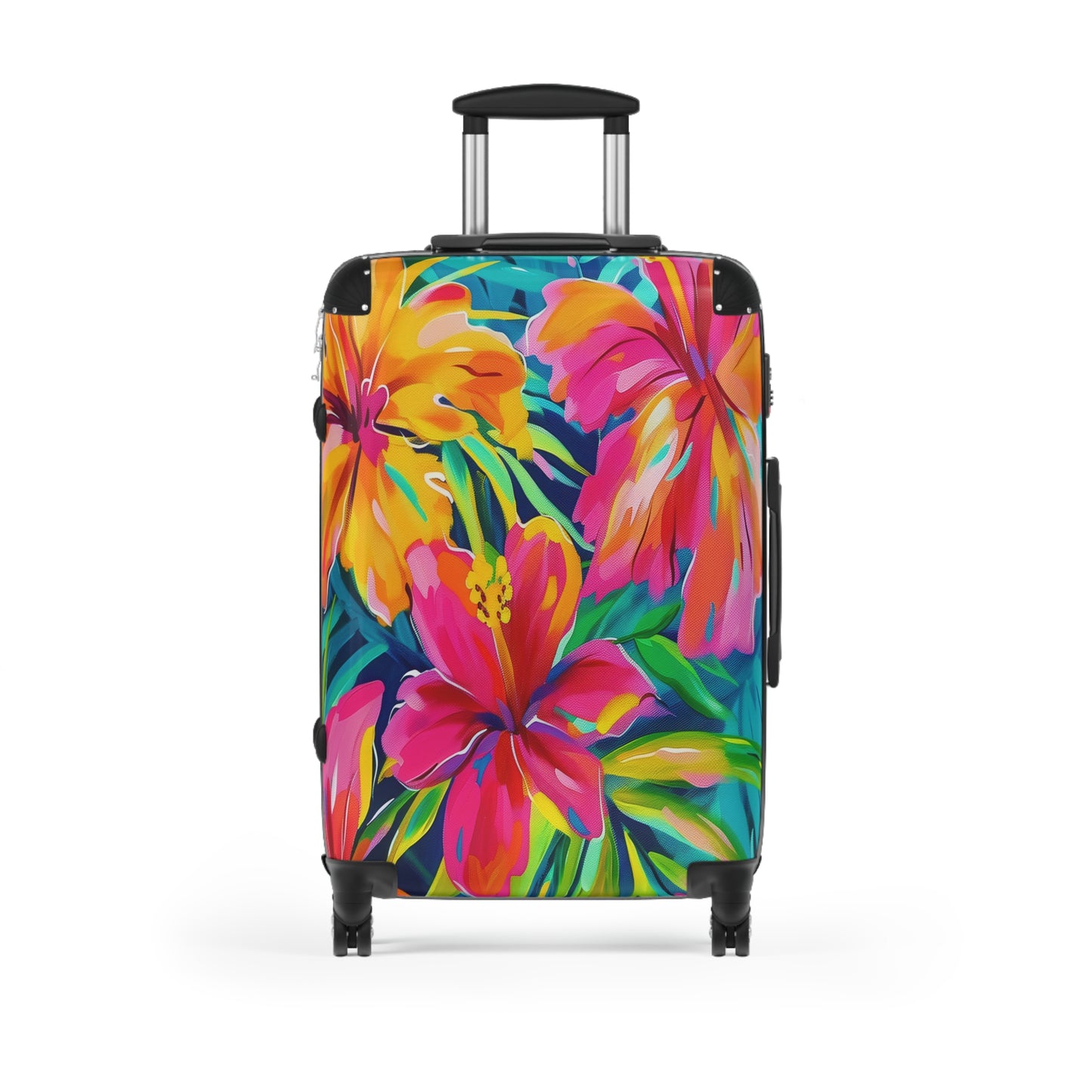 Tropical Floral Suitcase - Vibrant Carry-On Luggage, Travel Bag, Summer Vacation Gear, Stylish Baggage, Perfect Gift for Travelers - LOLA VEGAS ART