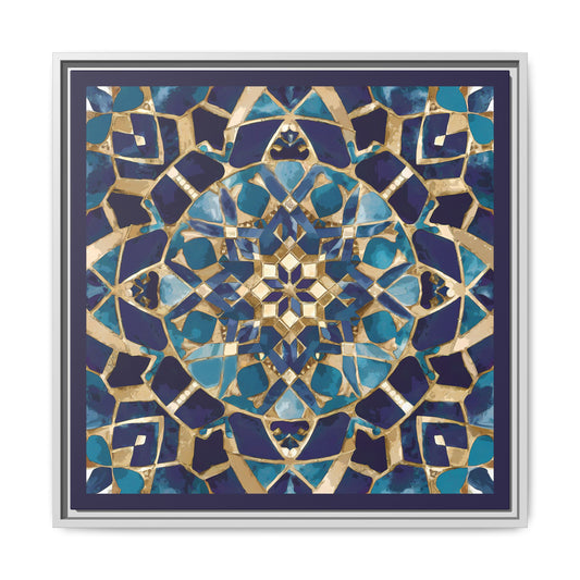 Framed Blue Moroccan Mosaic Wall Art — Matte Canvas Print