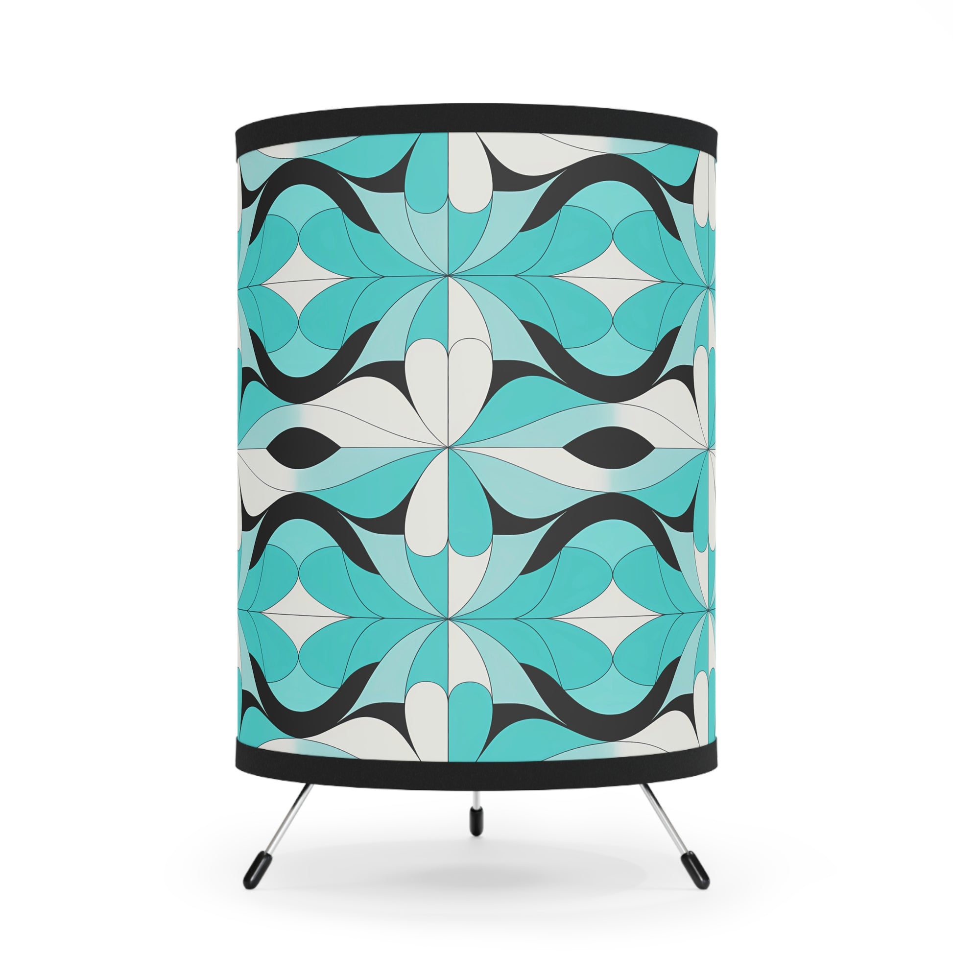 Chic Tripod Lamp with Retro Geometric Shade, Modern Home Decor, Accents for Living Room, Bedroom, Unique Gift Idea - LOLA VEGAS ART