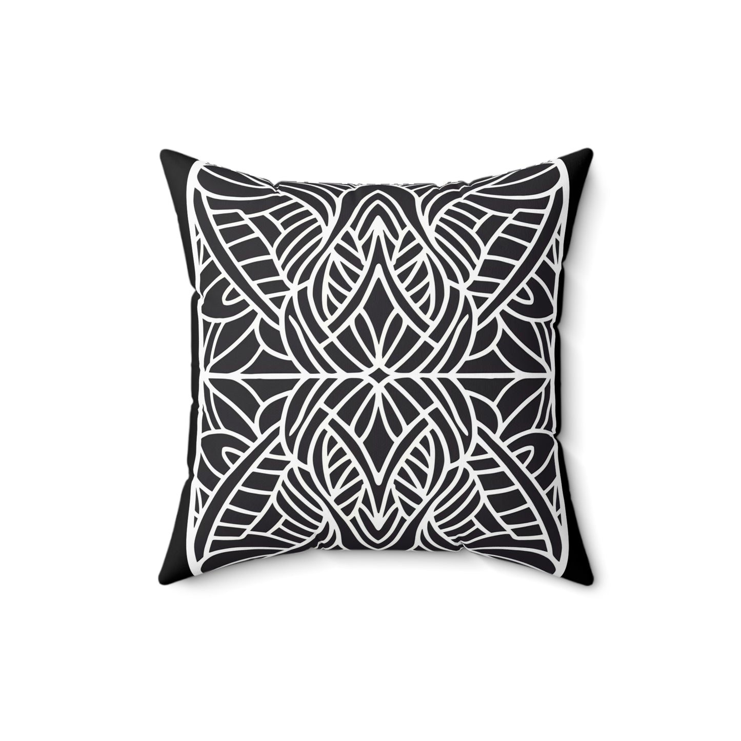 Square Pillow - Black and White Tribal Design Ethnic and Dramatic - LOLA VEGAS ART