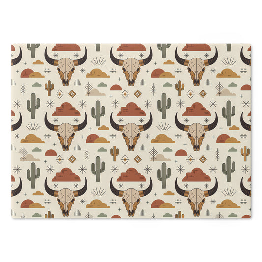 Rustic Western Cutting Board, Bull Skull Design, Unique Kitchen Decor, Gifts for Chefs, Housewarming, Southwestern Style, Farmhouse - LOLA VEGAS ART