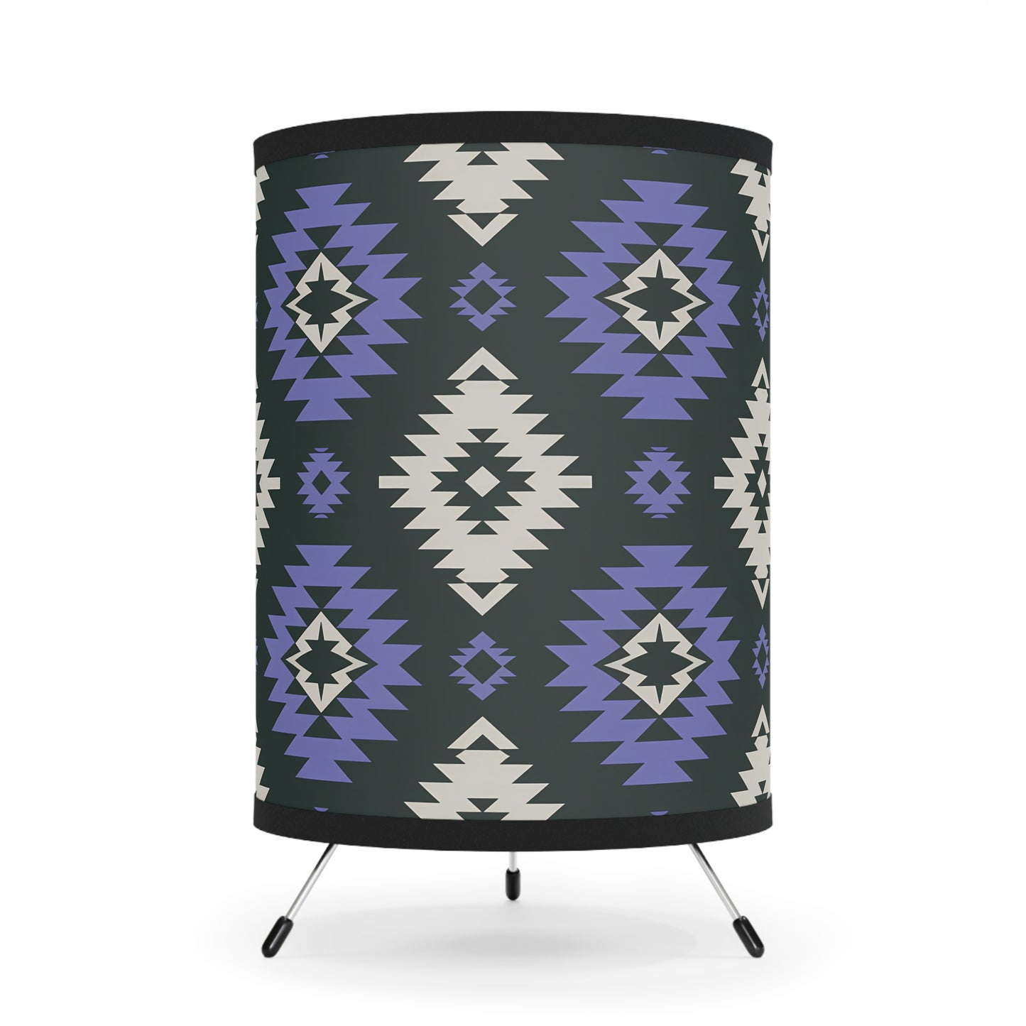 Tribal Print Tripod Lamp - Bohemian Home Decor, Ethnic Style Lighting, Unique Gift for Housewarming, Modern Table Lamp, Eclectic Room Accent - LOLA VEGAS ART