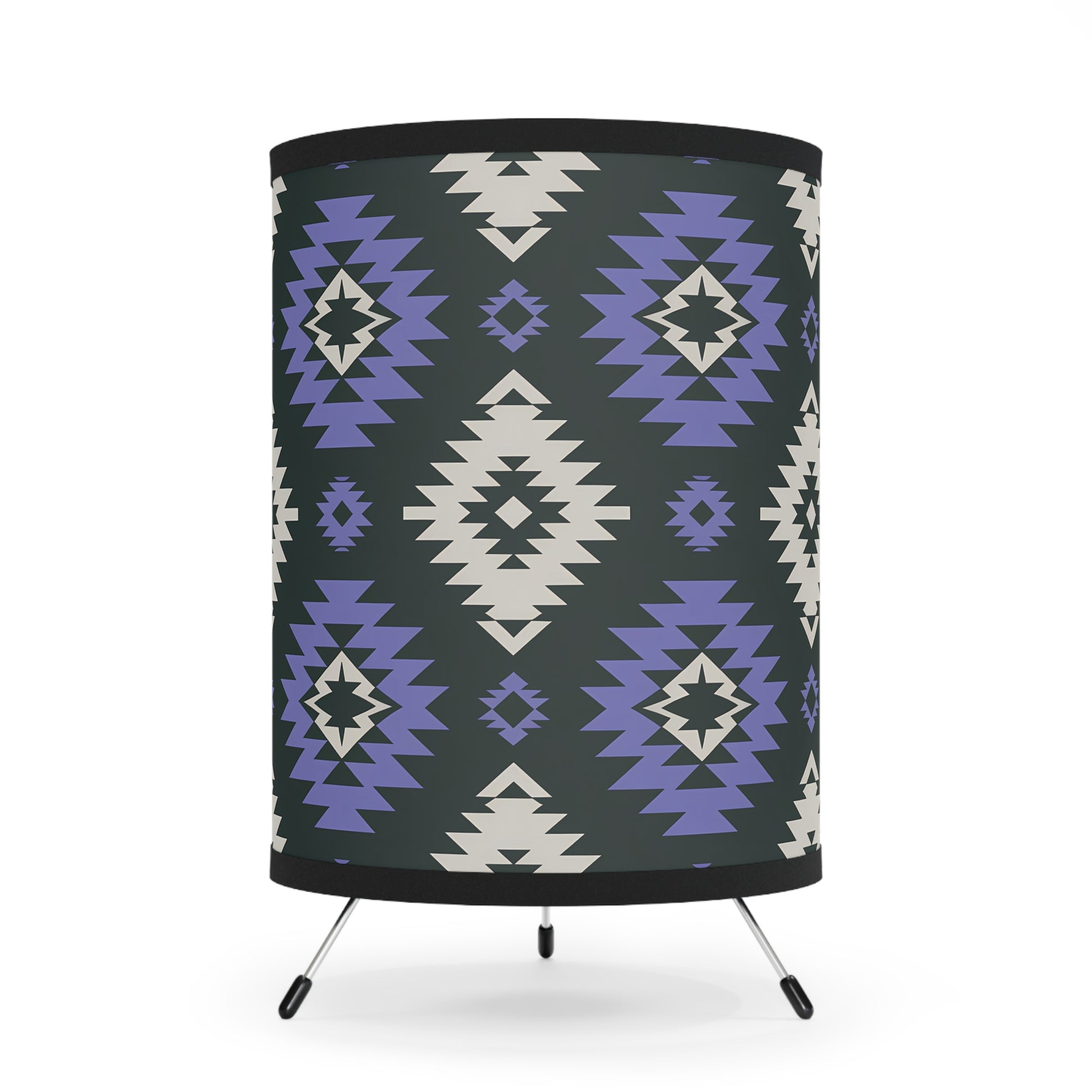 Tribal Print Tripod Lamp - Bohemian Home Decor, Ethnic Style Lighting, Unique Gift for Housewarming, Modern Table Lamp, Eclectic Room Accent - LOLA VEGAS ART