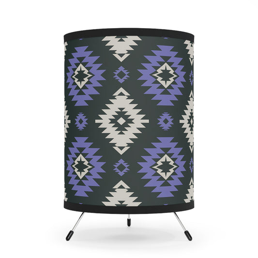 Tribal Print Tripod Lamp - Bohemian Home Decor, Ethnic Style Lighting, Unique Gift for Housewarming, Modern Table Lamp, Eclectic Room Accent - LOLA VEGAS ART