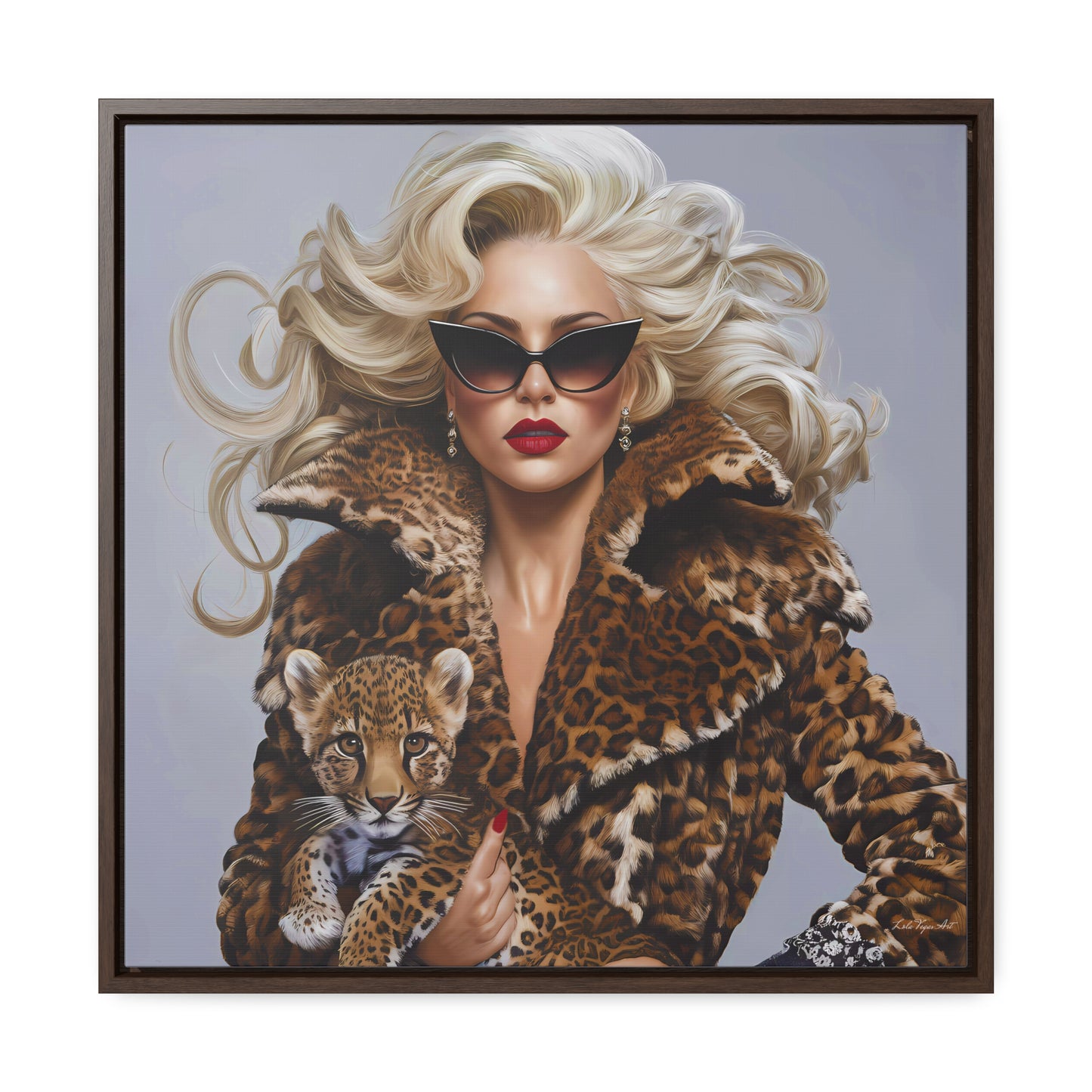 Fashionista Glamour Leopard Woman Square Frame Canvas Wall Art, Fashion Decor, Gift for Her, Leopard Print Wall Decor, Trendy Home Accent - LOLA VEGAS ART