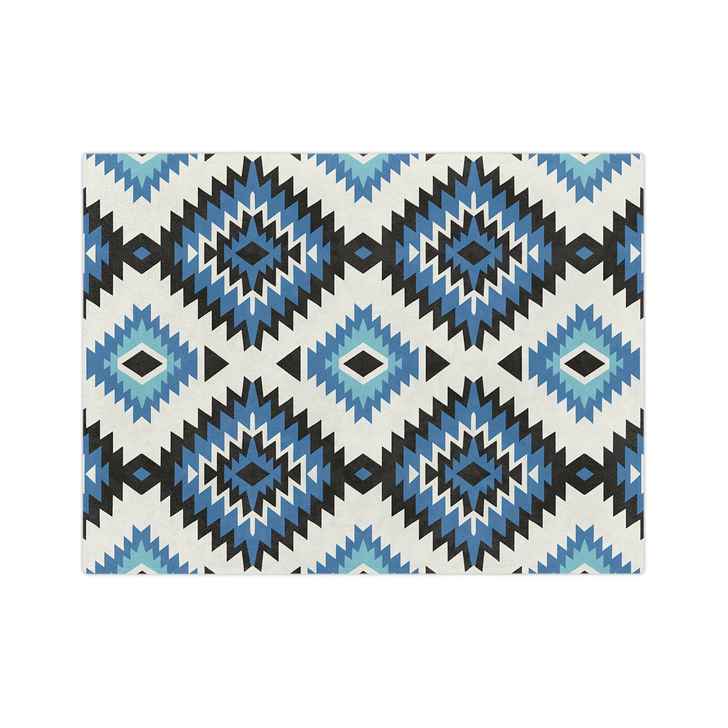 Geometric Blue Pattern Microfiber Blanket | Cozy Throw, Home Decor, Gift for Him/Her, Tribal Design, Indoor/Outdoor Use - LOLA VEGAS ART